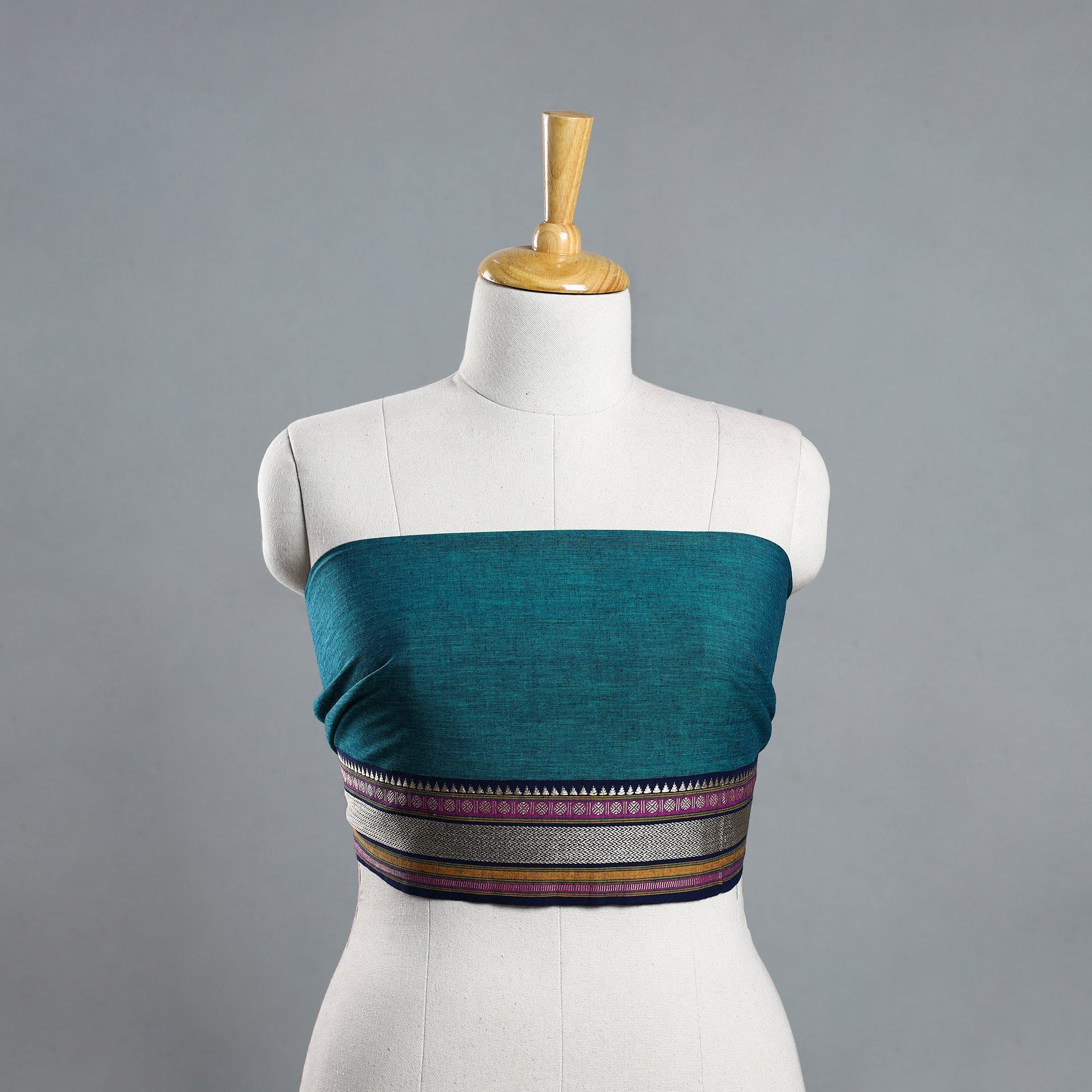 NOORI BAZAR Blue - Green - Dharwad Cotton Blouse Piece 94