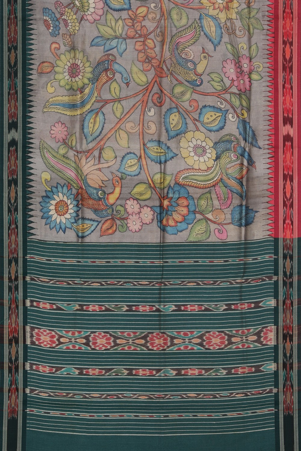 Kalanjali Kalamkari Hand-Painted Tussar Silk Saree - view 3