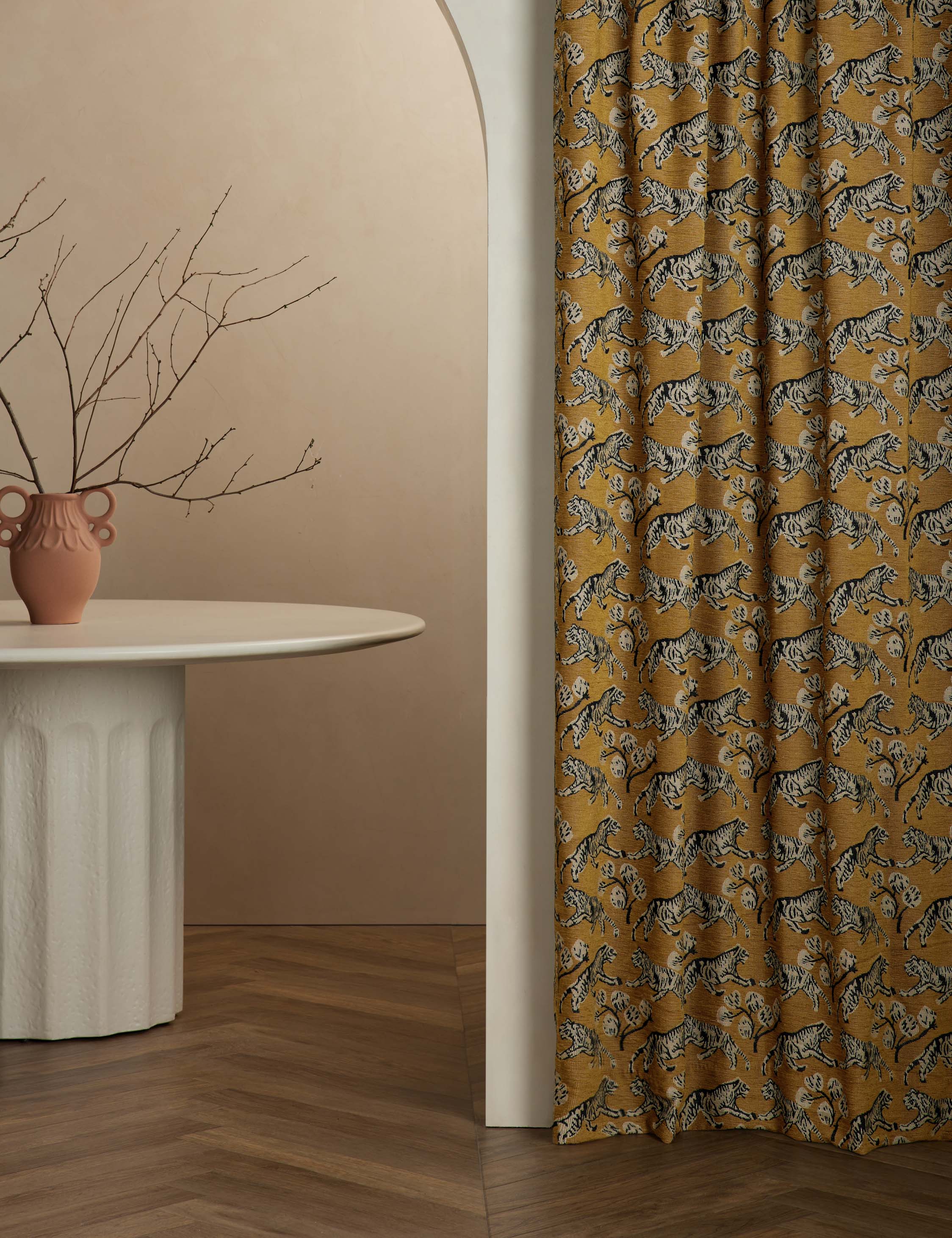 Lulu and Georgia Tiger Jacquard Curtain Panel by Sarah Sherman Samuel