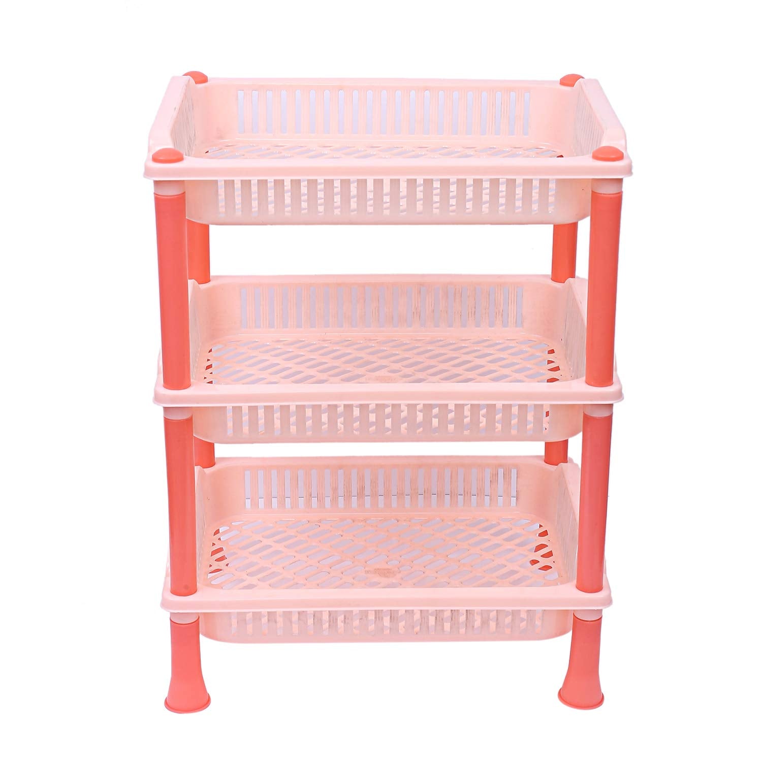 Kuber Industries Plastic 3 Layer Multi-Purpose Kitchen Storage Basket Rack (Beige)-Ctktc25250
