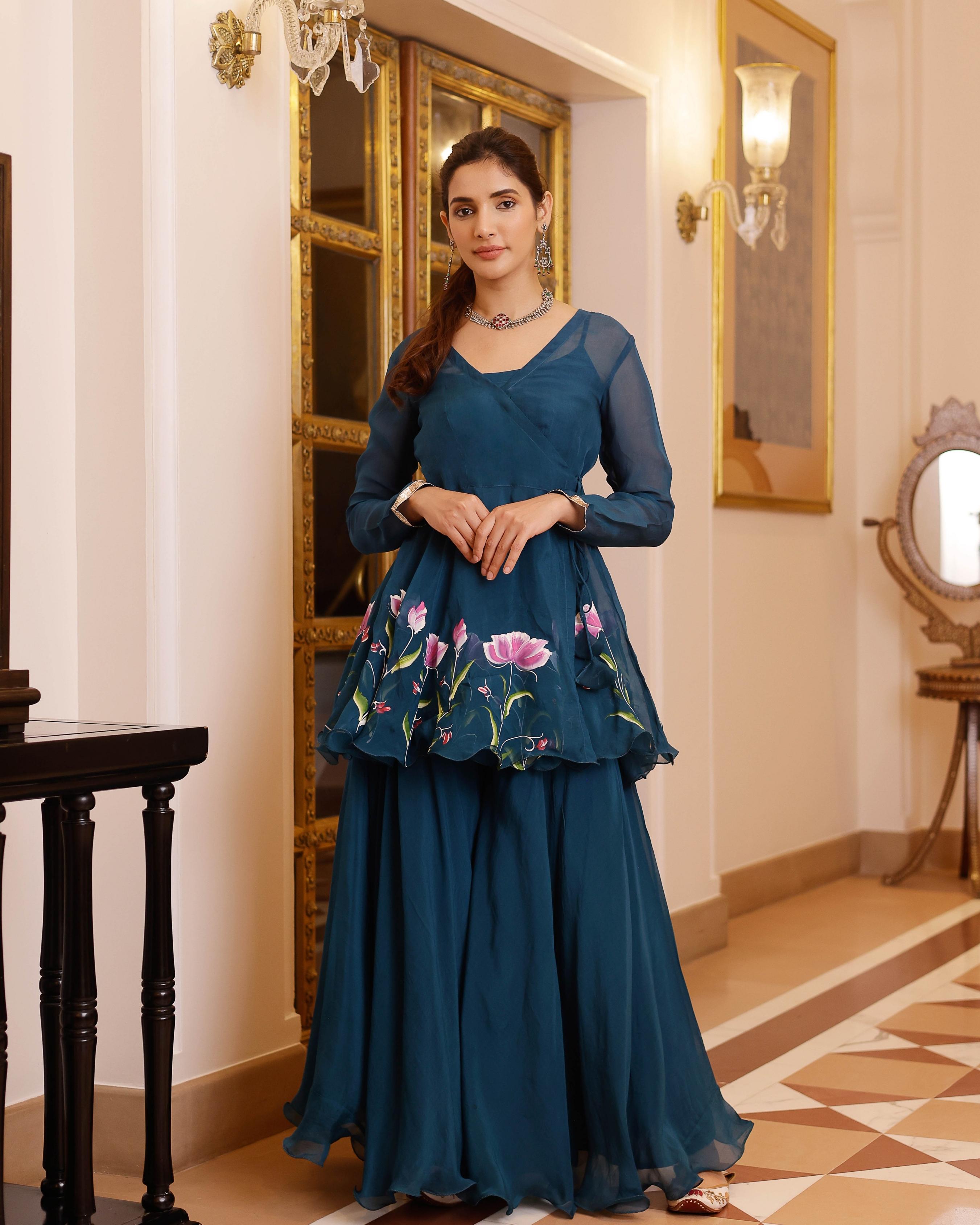 Aachho Kaasni Handpainted Organza Sharara Set - view 7