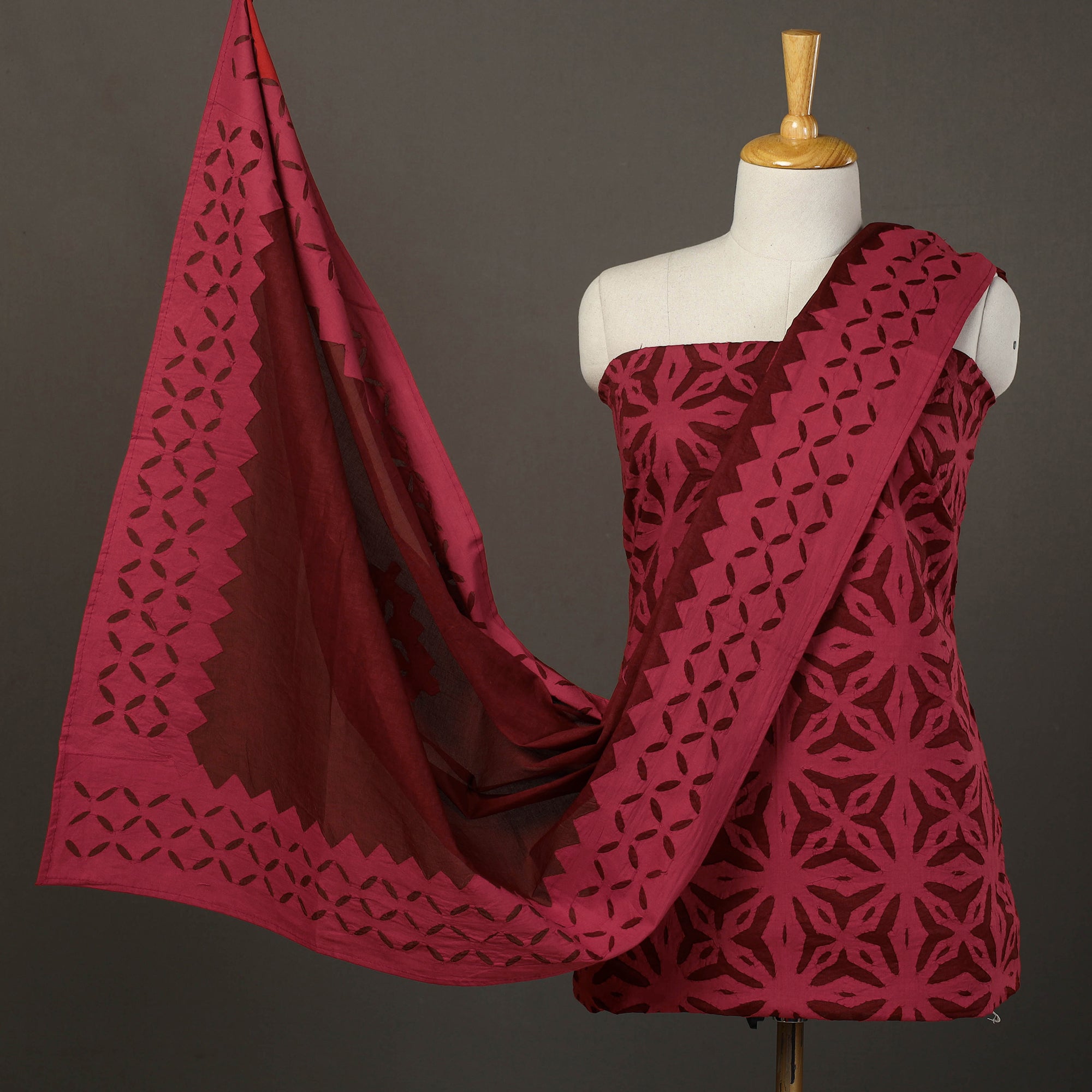 SHADES OF MARUDHARA 3pc Cut Work Cotton Barmer Applique Dress Material 06