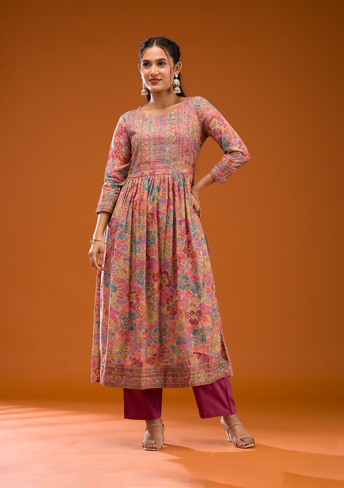 Koskii Multi Printed Semi Crepe Readymade Salwar Suit - view 3