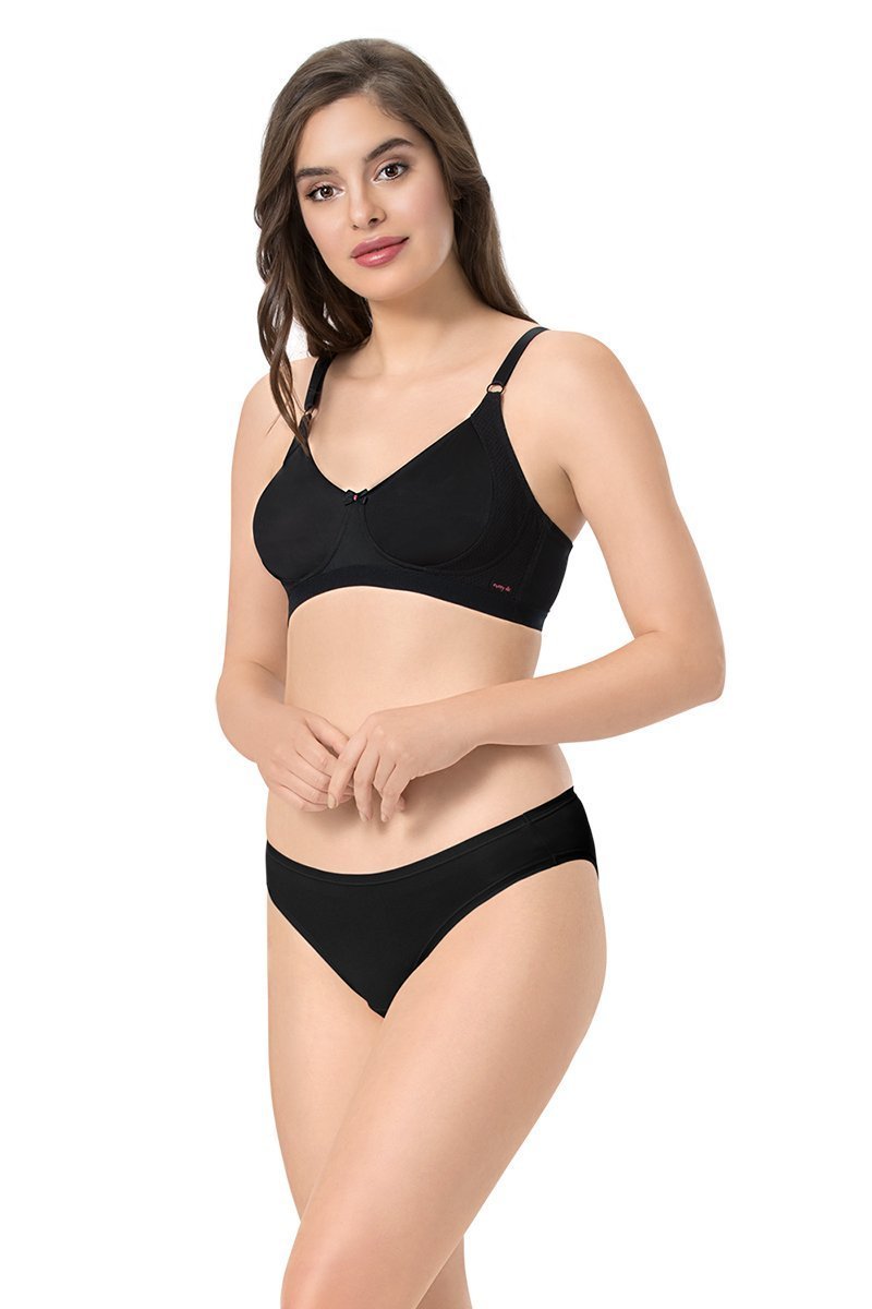 every de Essential Non-Padded Non-Wired Support Full Cover Bra - Black - view 2