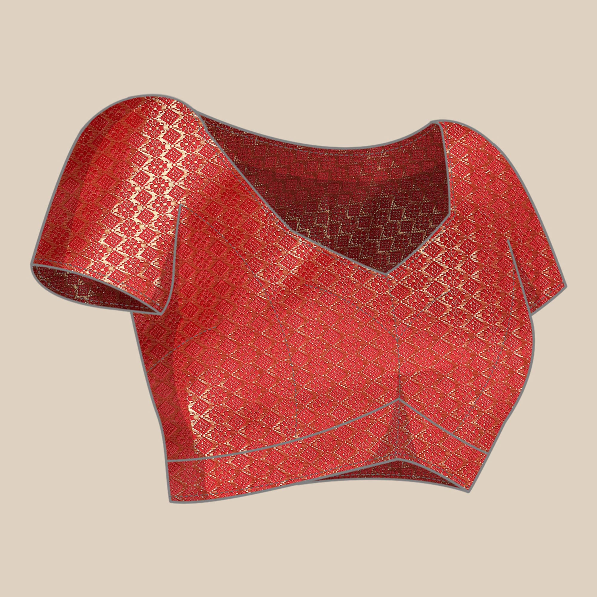 Peachmode Dark Red Foil Printed With Swarovski Georgette Saree - view 9