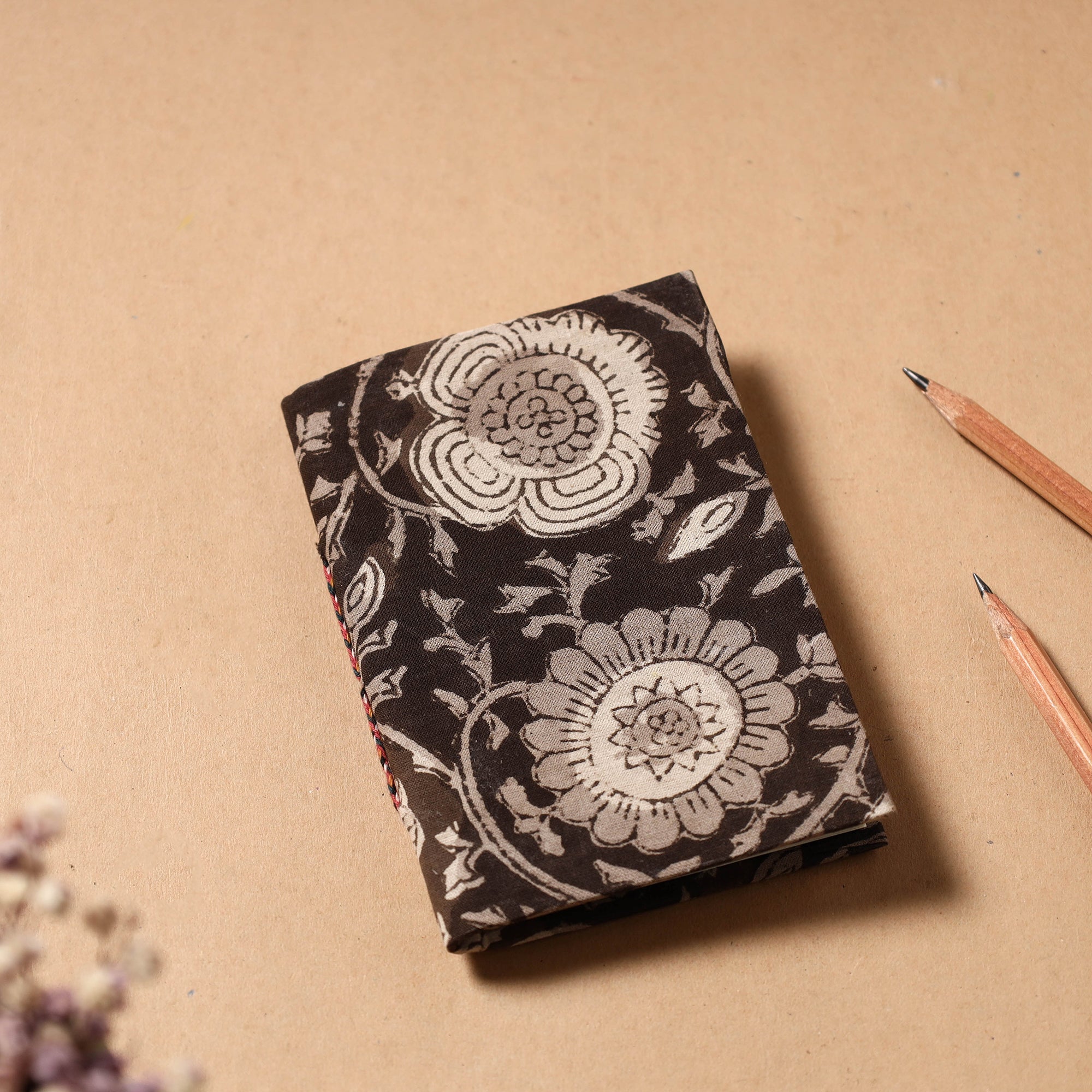 BINDAAS UNLIMITED Brown - Bagru Fabric Cover Handmade Paper Notebook (5 x 3.5 in)