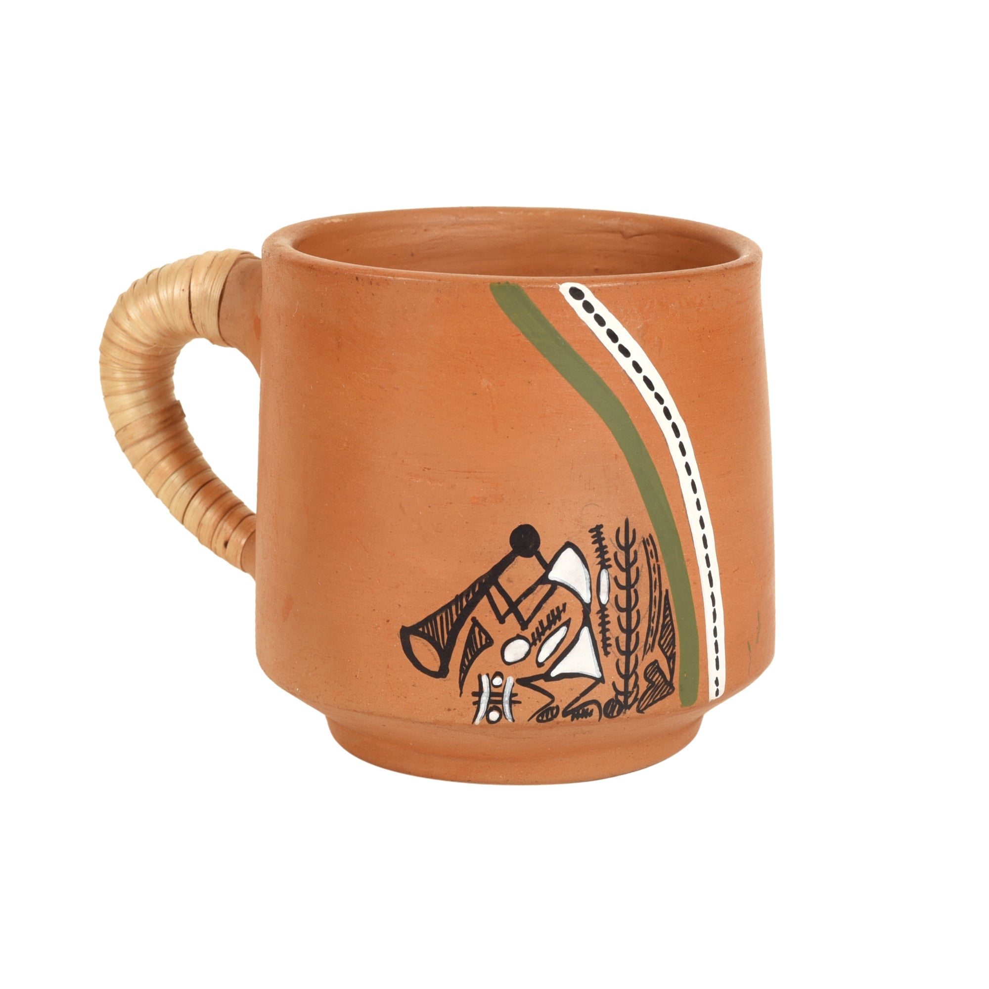 ART CREATIONS BY SUMAN SONTHALIA Brown - Knosh-J Earthen Cups with Caned Handle (Set of 6) - view 4