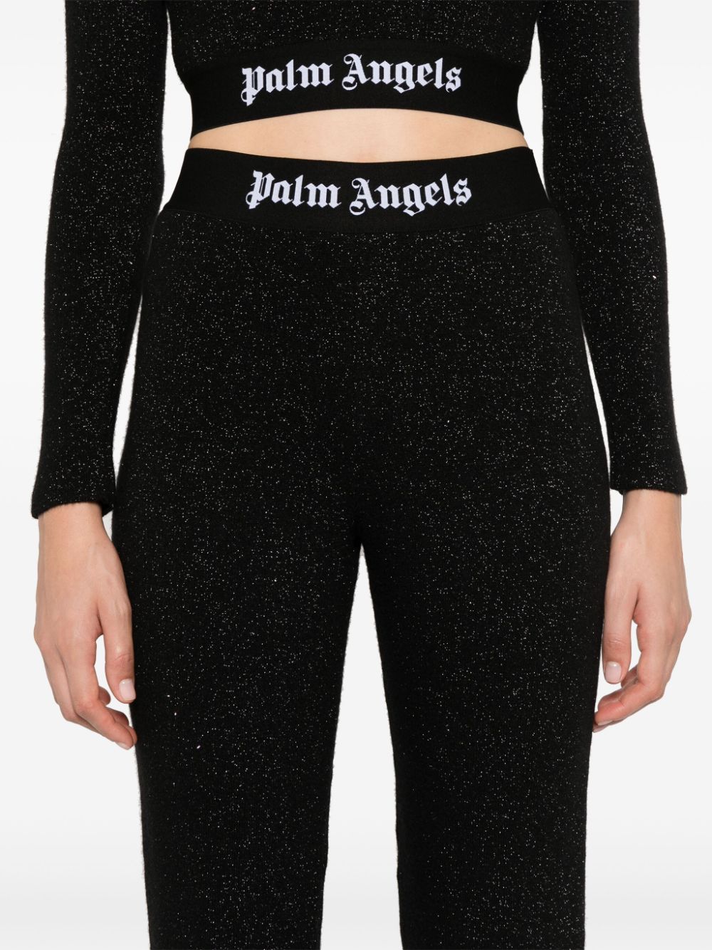 Palm Angels Logo lurex flared trousers - view 4