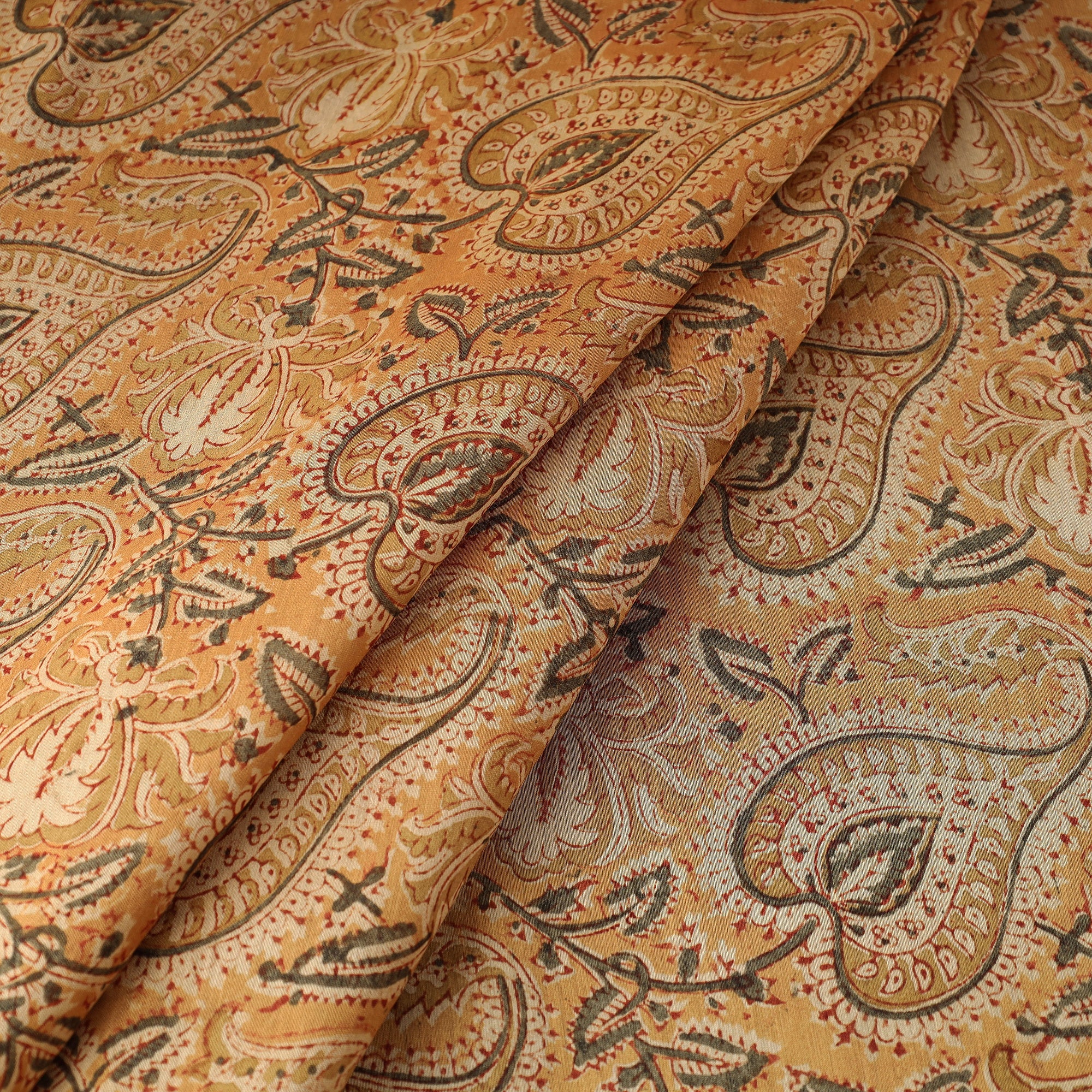 PITCHUKA SRINIVAS KALAMKARI PEDANA Brown - Pedana Kalamkari Block Printed Chanderi Silk Fabric - view 2