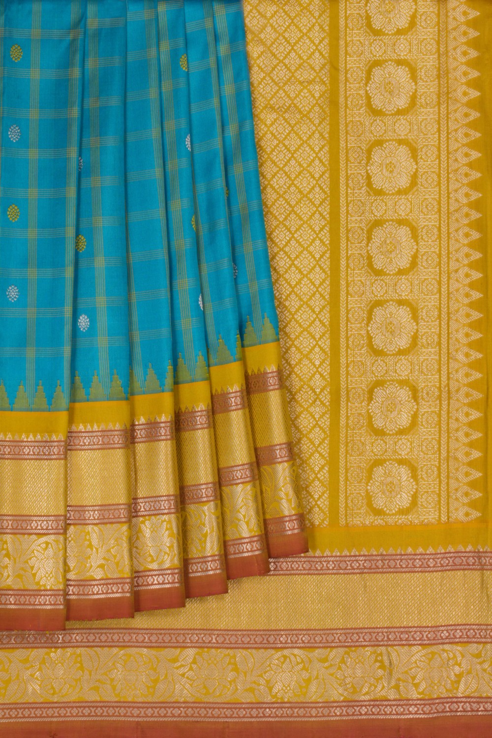 Kalanjali Gadwal Silk Kattam Blue Saree – Women's