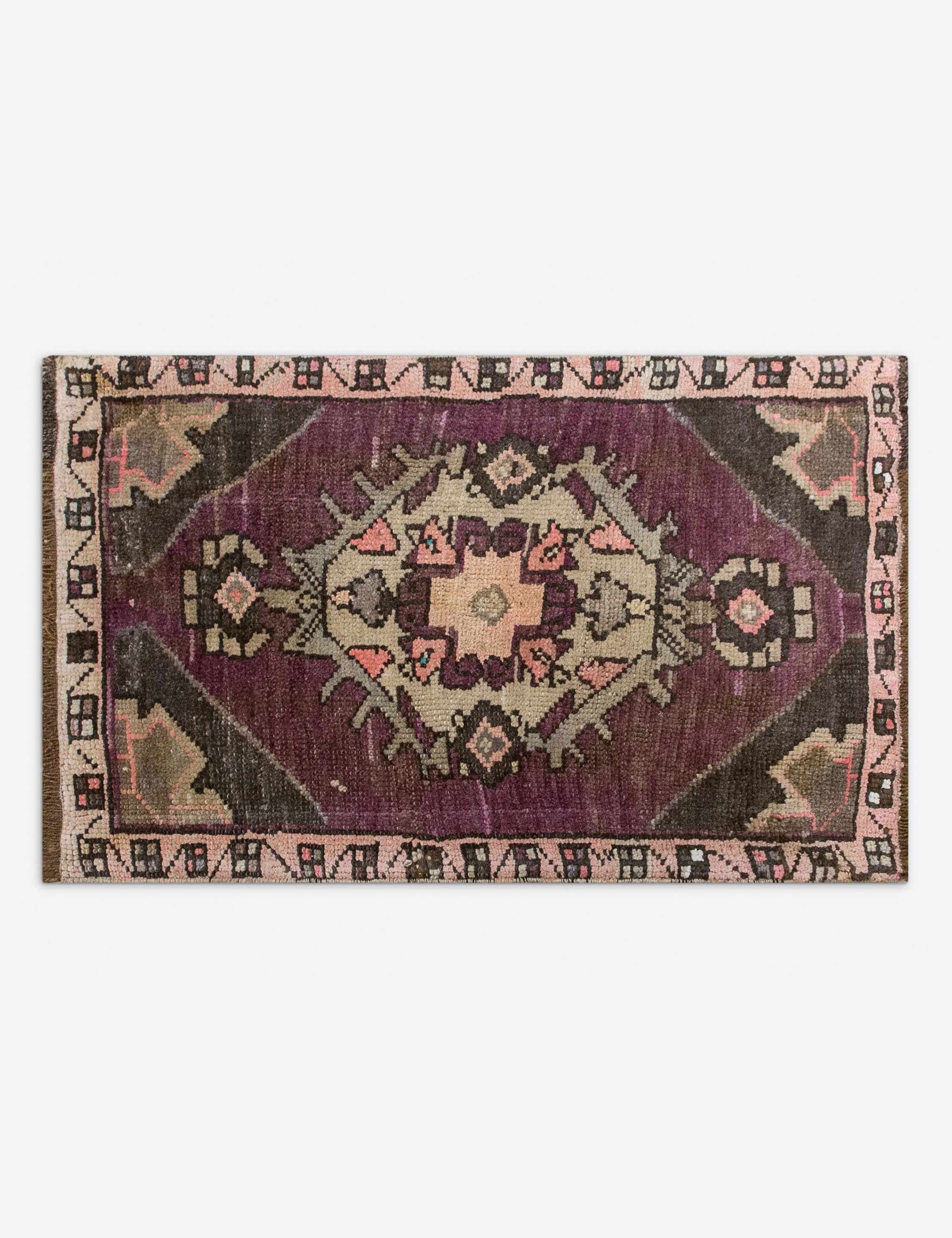 Lulu and Georgia Vintage Turkish Hand-Knotted Wool Mini Rug No. 347, 1'7" x 2'8"