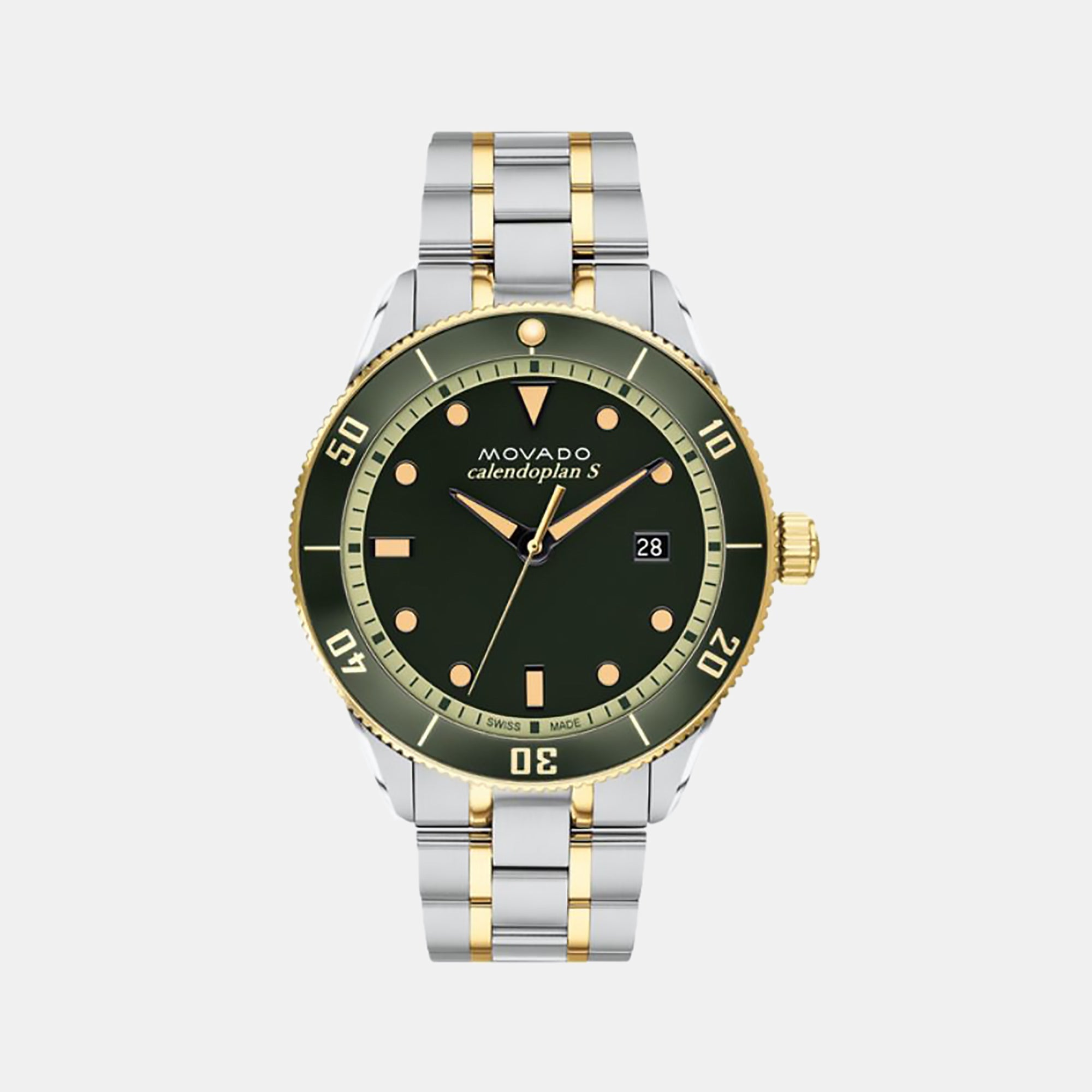 Movado Heritage Men Quartz Green Dial Analog Stainless Steel Watch 3650127