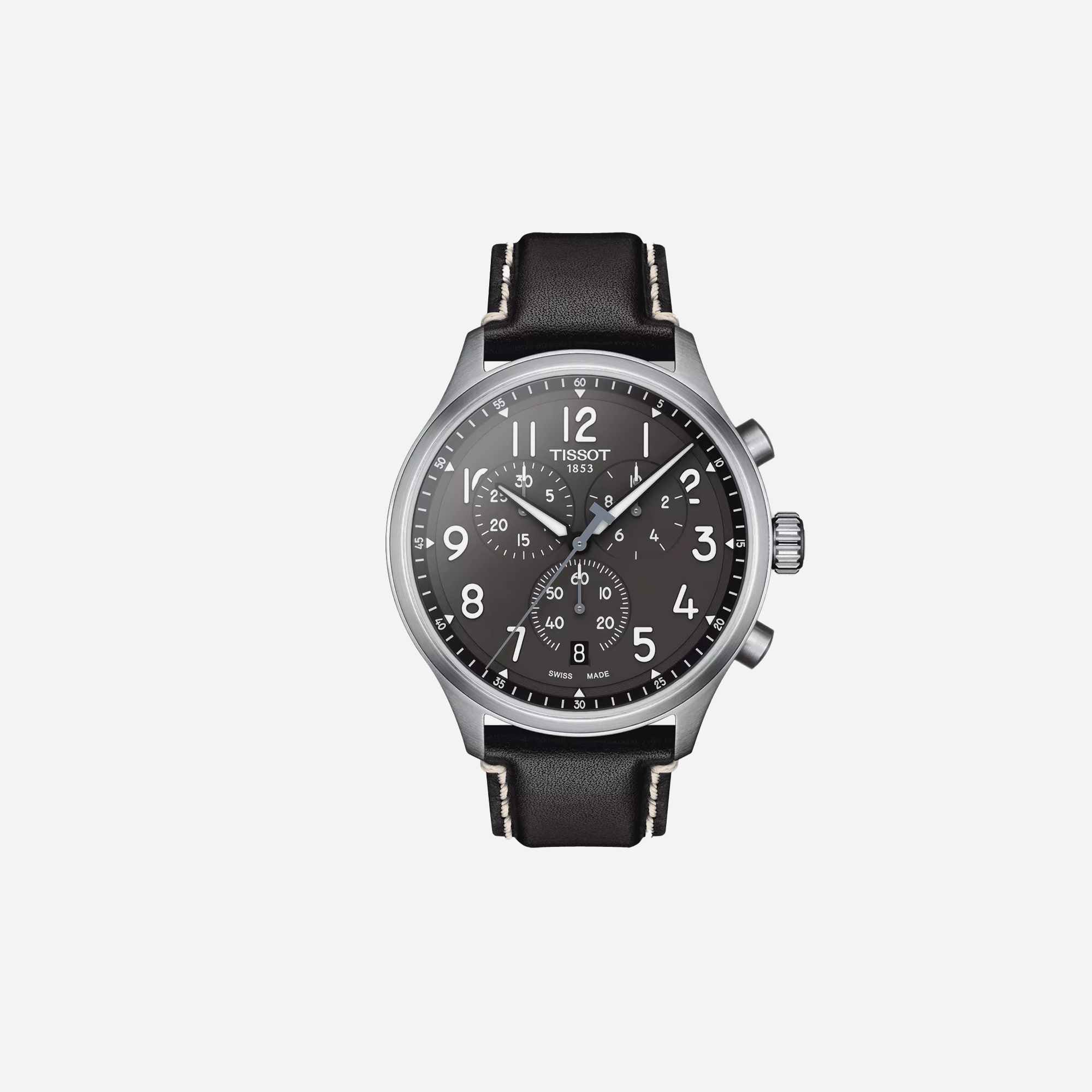 Tissot Chrono XL Anthracite Dial Black Leather Strap 45mm
