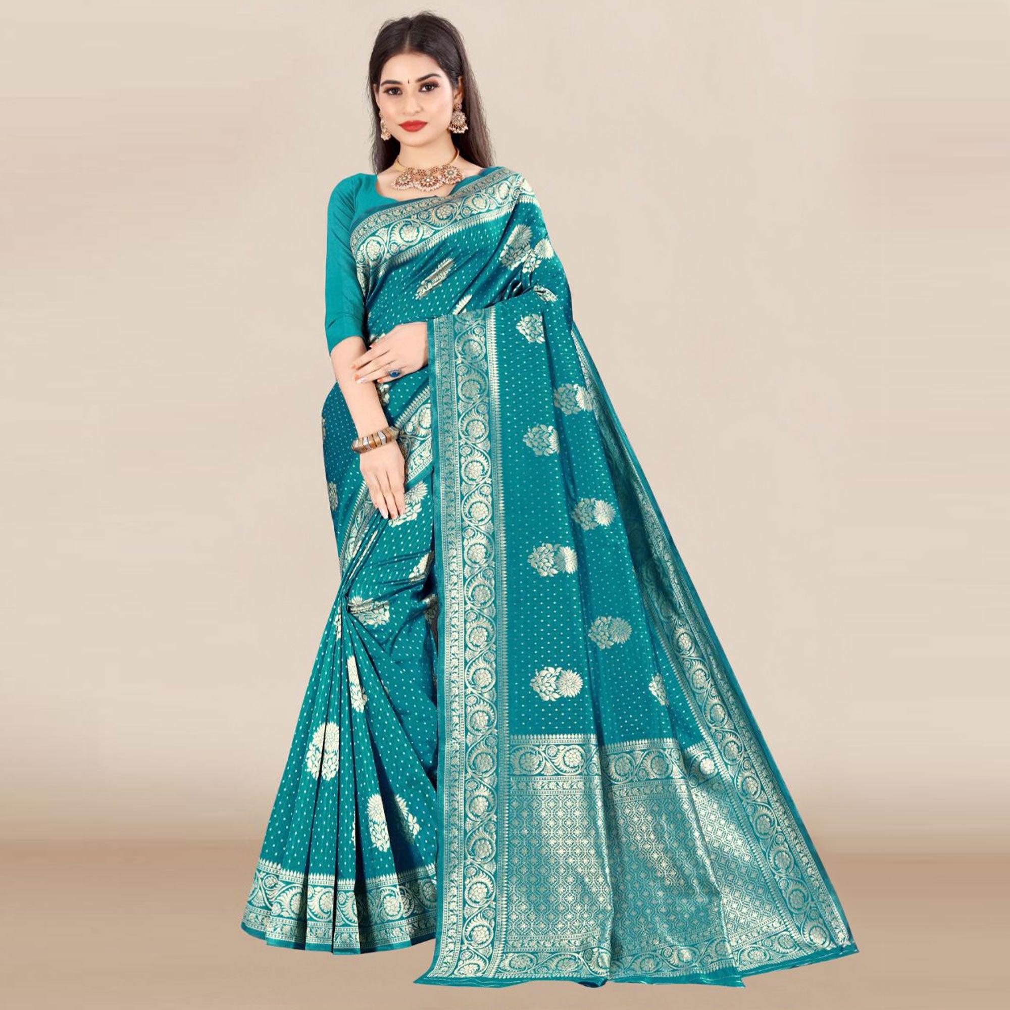 Green sarees – BlackTree green-festive-wear-woven-banarasi-silk-saree-129768