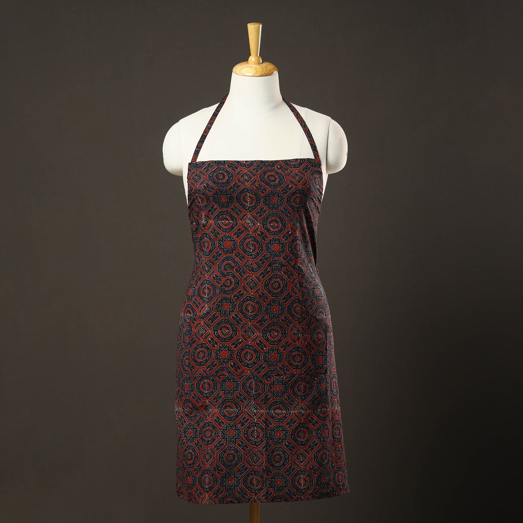 ITOKRI CRAFTS INITIATIVE Ajrakh Block Printed Cotton Apron with Pocket 47