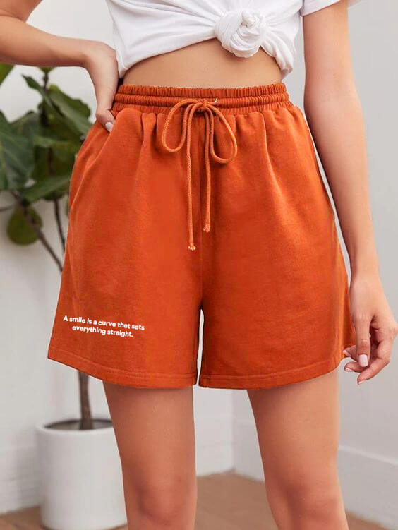 Nobero Smile Printed Women Shorts – Gold Flame