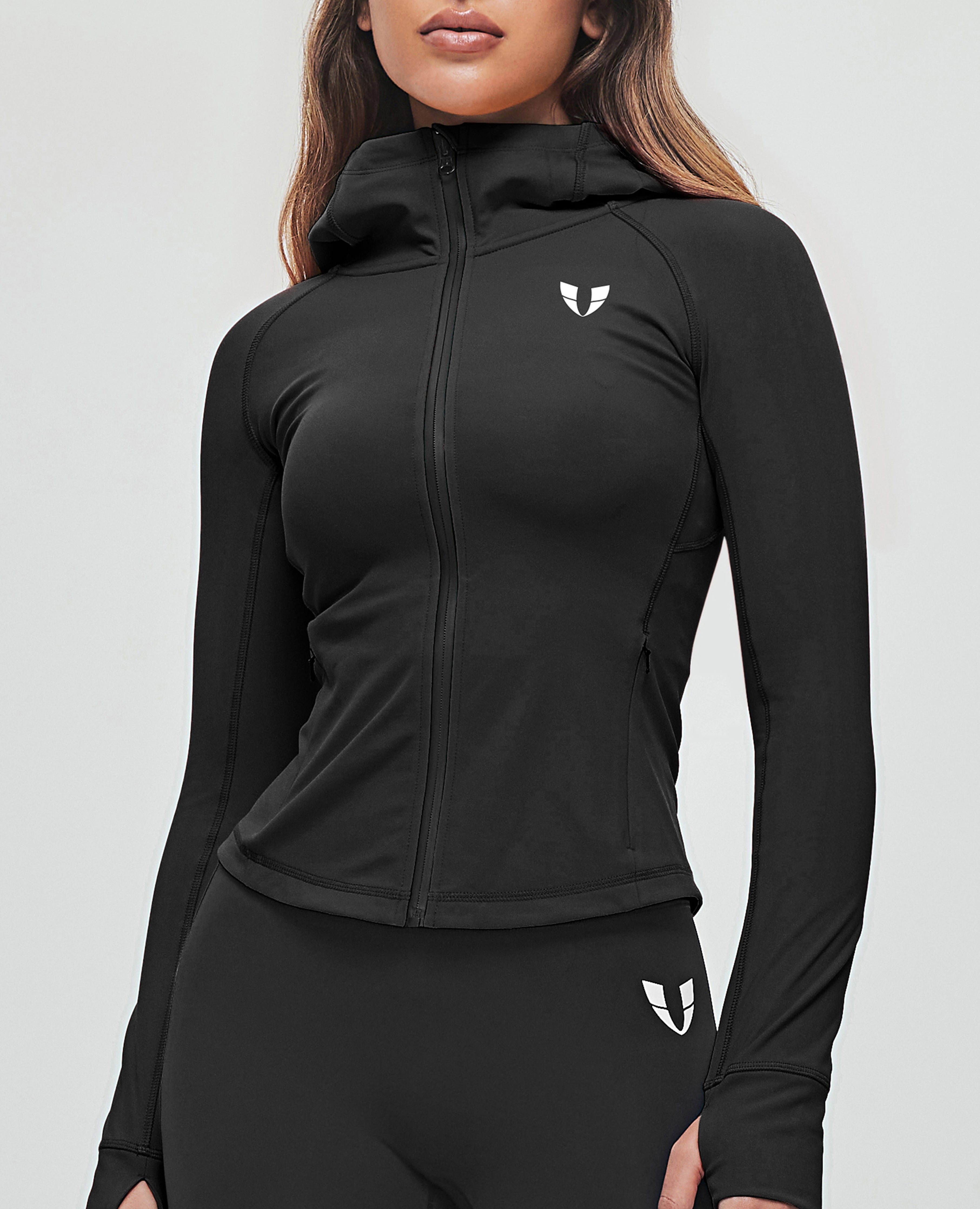 FIRM ABS Thin Fleece Zipper Hoodie - Black