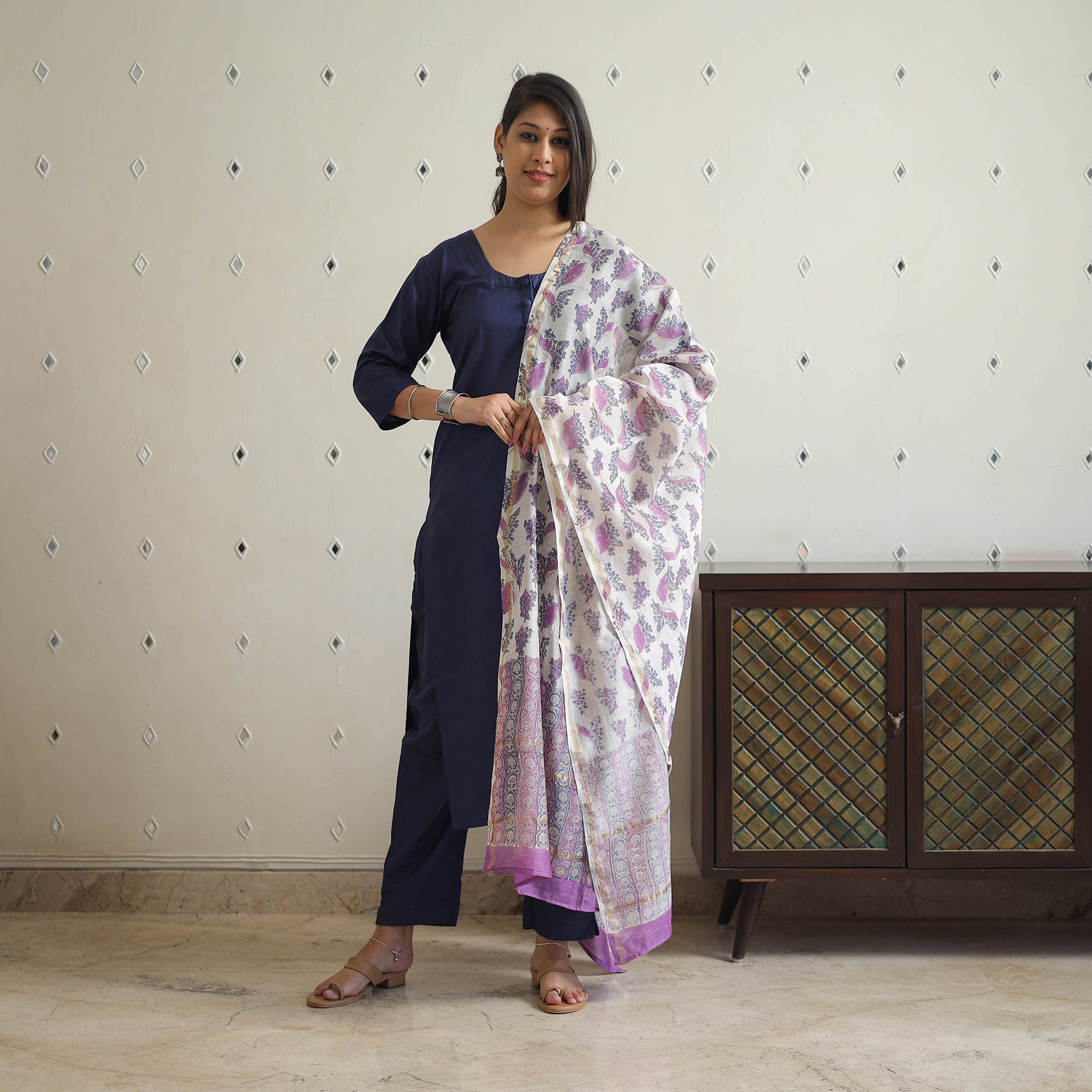 ITOKRI CASUALS Blue - Bhagalpuri Linen Cotton Plain Kurta Set 05 - view 3