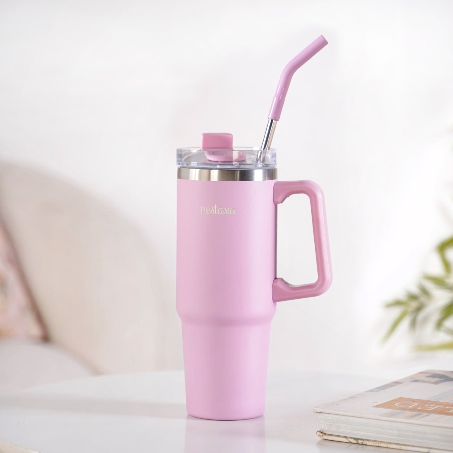 Nestasia Glacio Stainless Steel Water Bottle Apt For Car Cup Holder Baby Rose 850ml - view 2