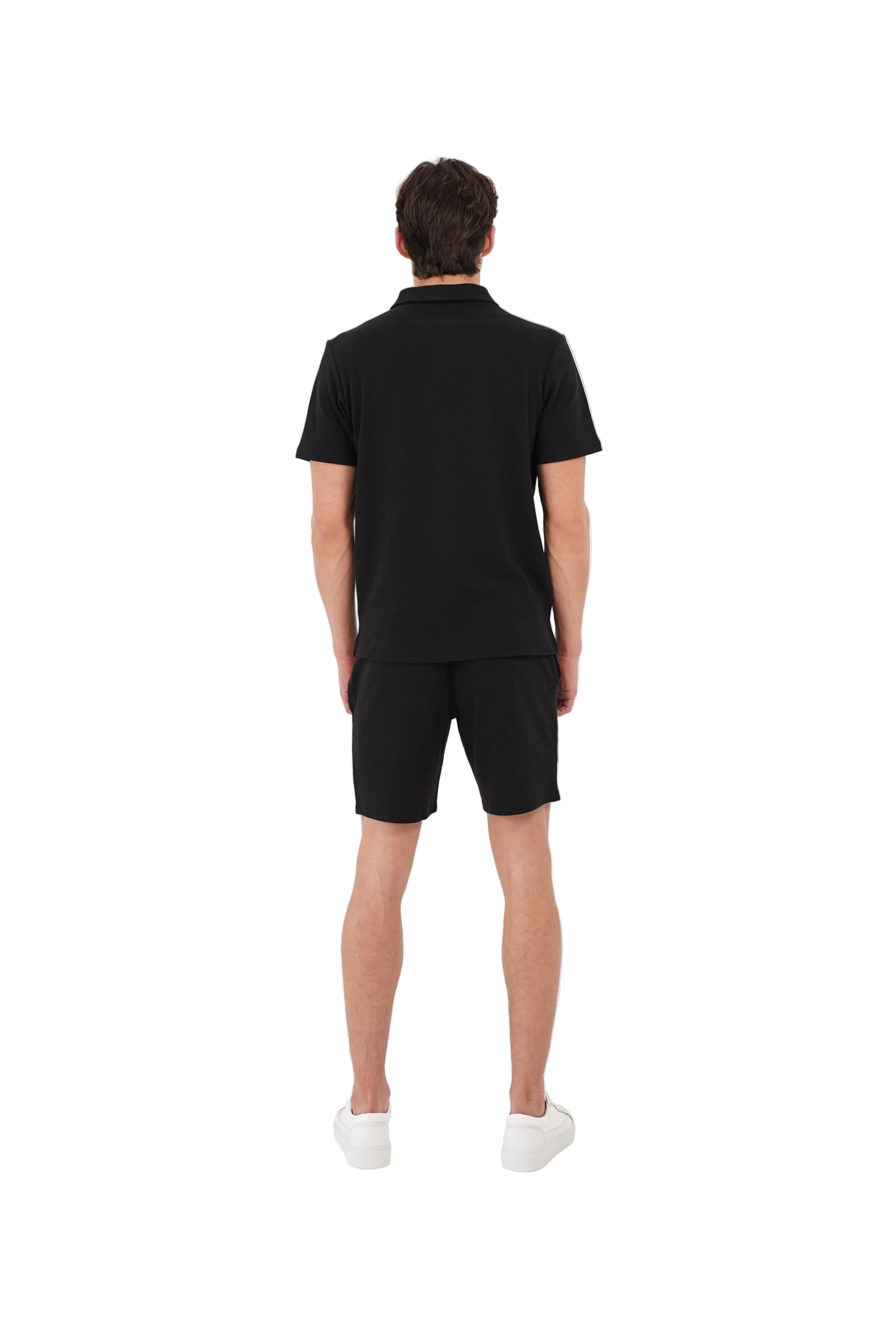 CAPO Textured Black Zip-Up Polo Shirt - view 2