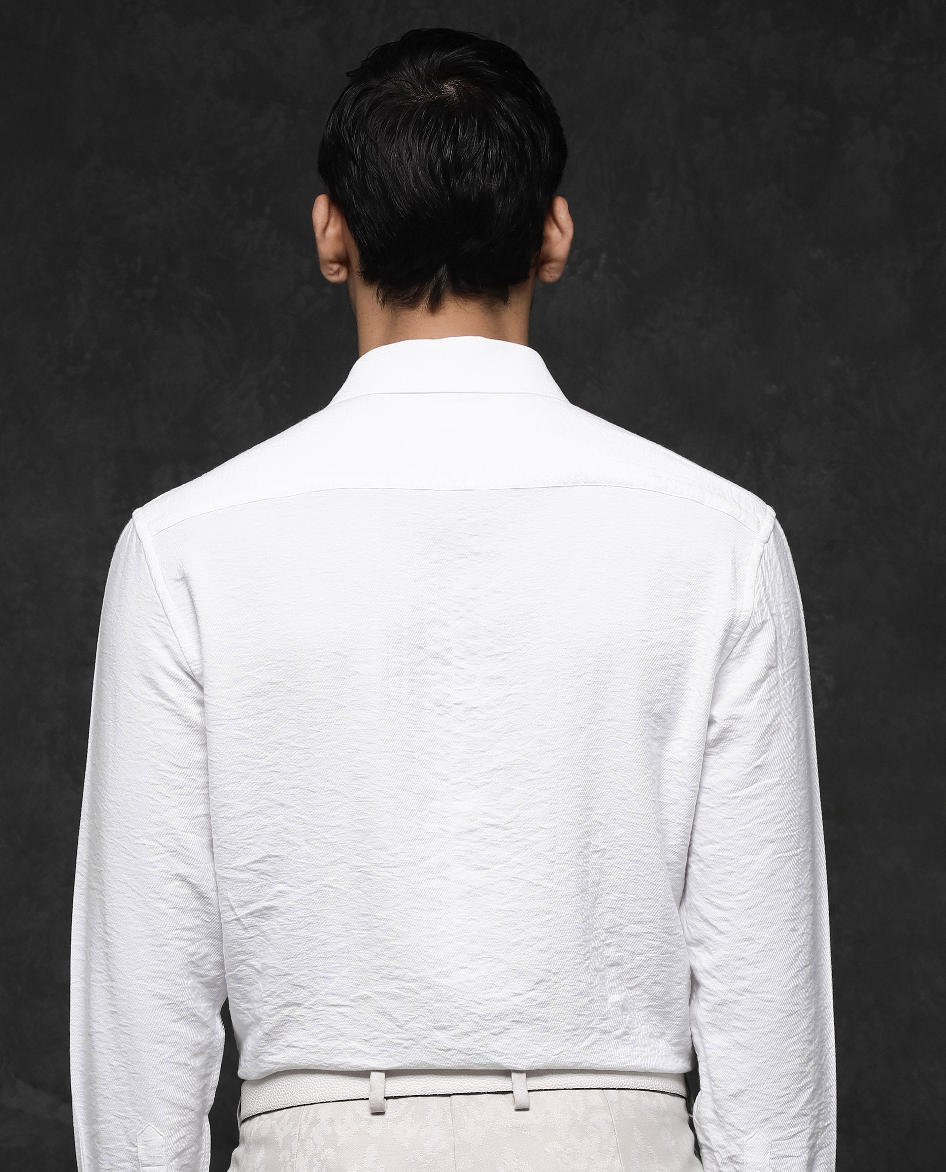 Rare Rabbit Mens Esty White Viscose Nylon Fabric Full Sleeve Solid Twill Formal Shirt - view 8