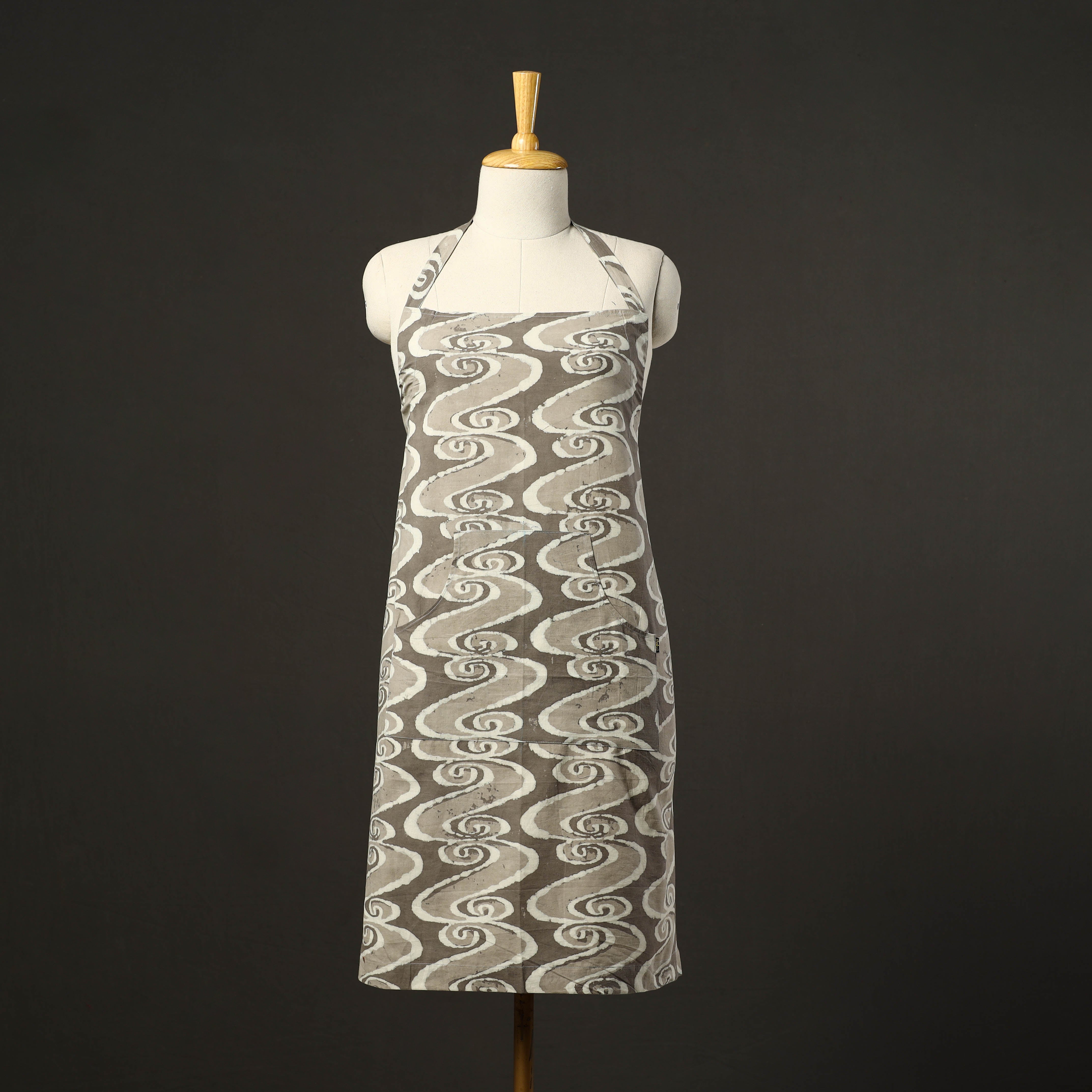 JALPARI Brown - Bagru Block Print Cotton Apron with Pocket 53