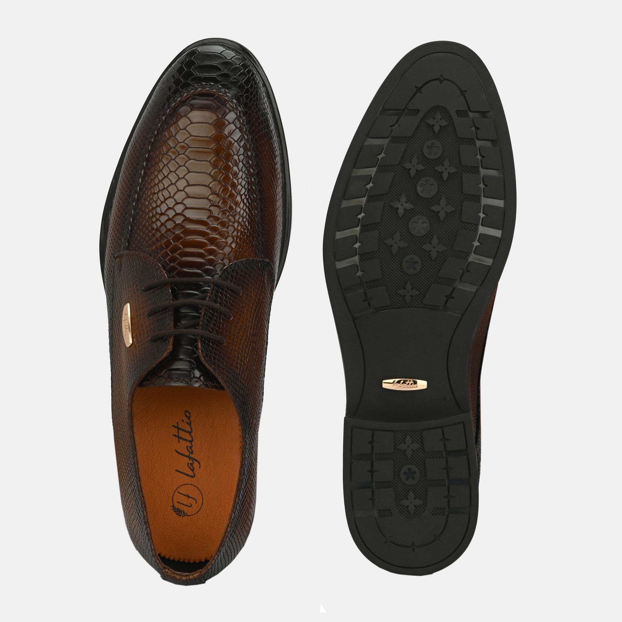 Tan Textured Lace-Up Shoes by Lafattio - view 4