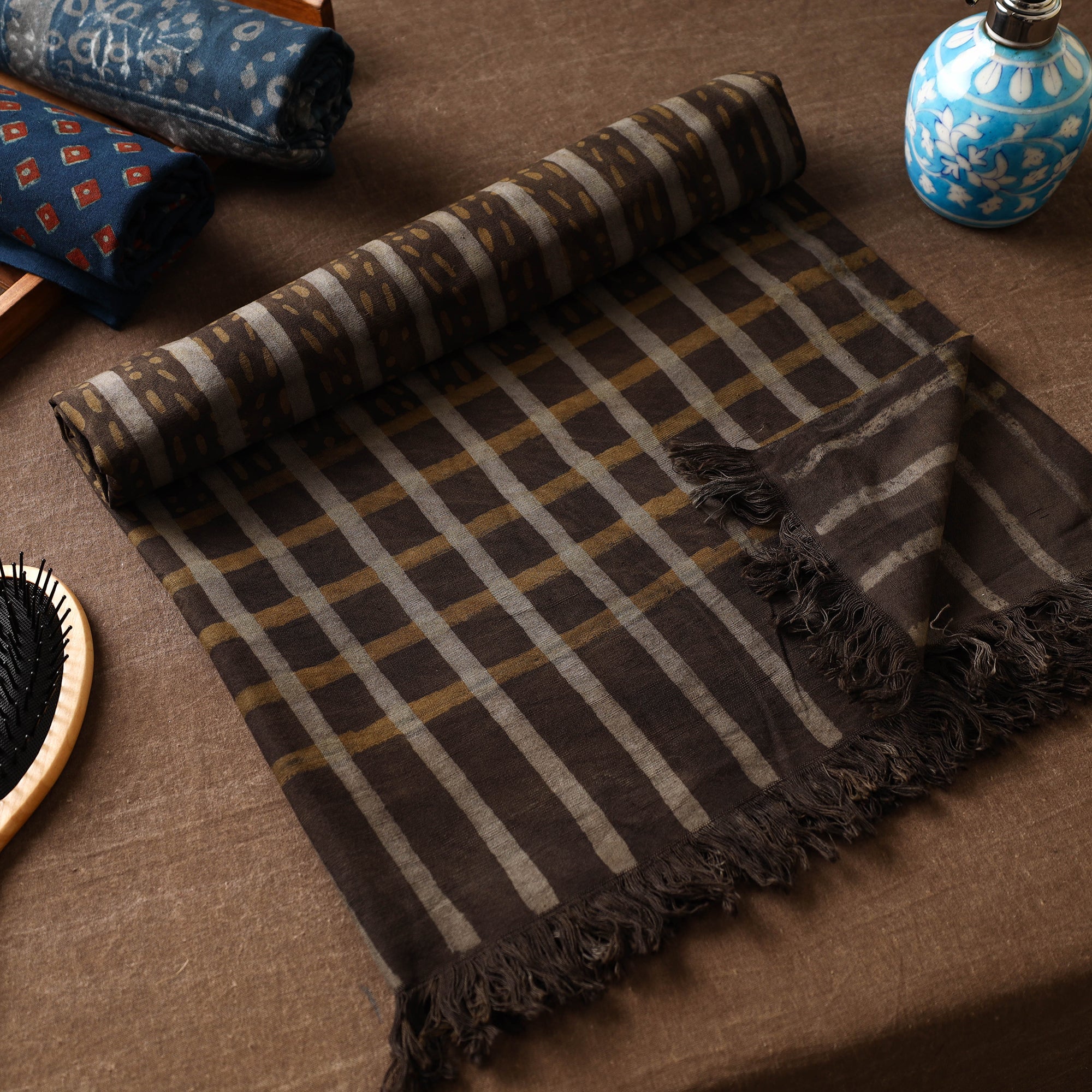 ITOKRI CRAFTS INITIATIVE Brown - Akola Block Printed Pure Handloom Cotton Towel