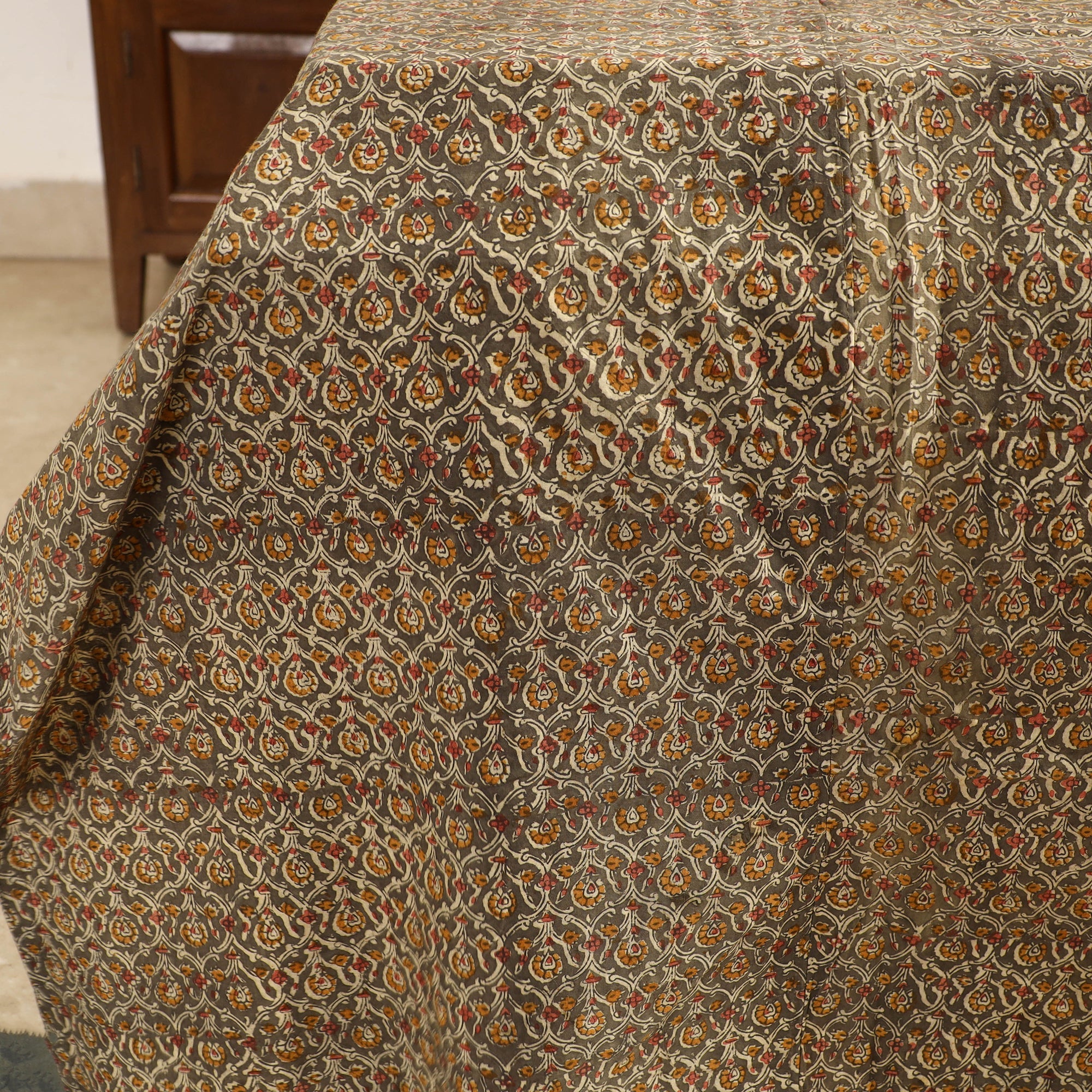 NOORI BAZAR Brown - Kalamkari Block Printed Patchwork Cotton Double Bed Cover With Pillow Covers (108 x 90 in) - view 2