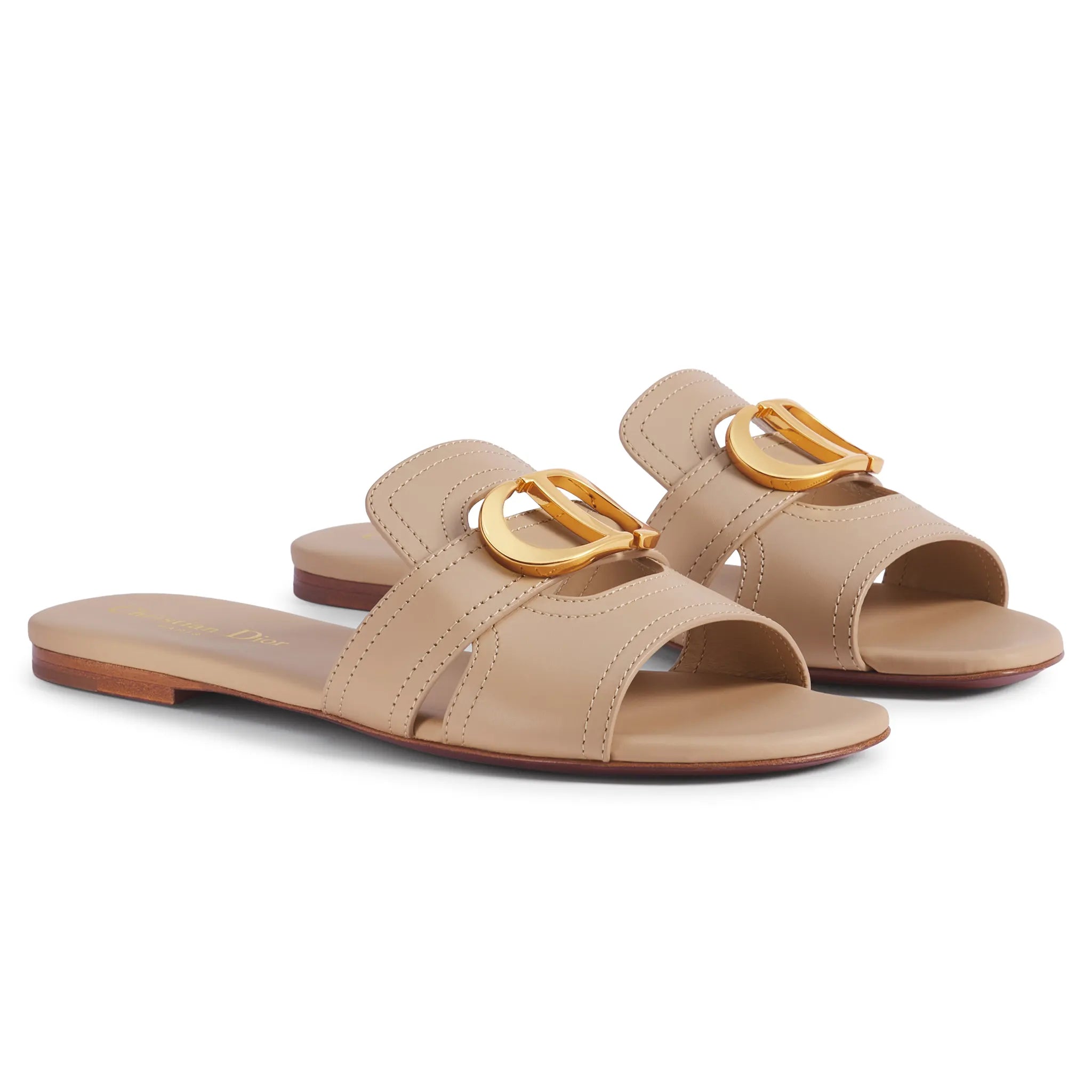 Dior 30 Montaigne Calfskin Beige Slides - view 2
