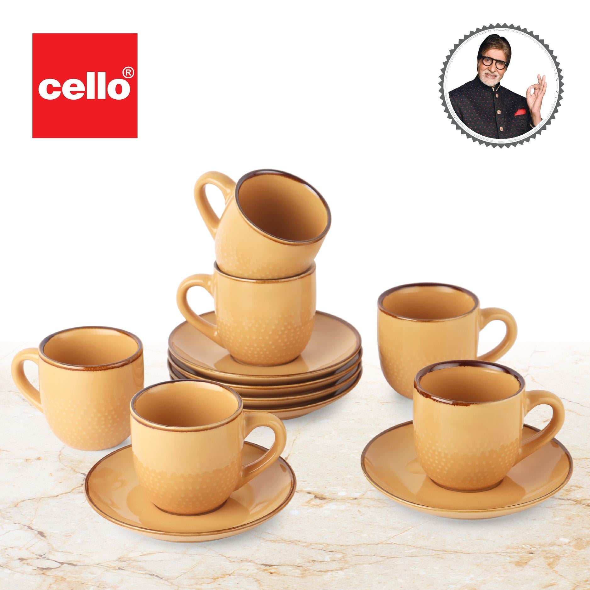 Cello Hampshire 6 Pieces Ceramic Cup & Saucer - view 33