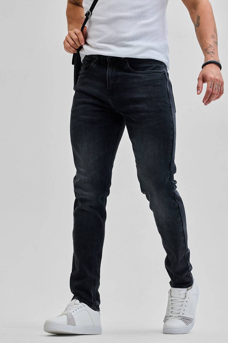 SNITCH Charcoal Grey Tapered Fit Jeans