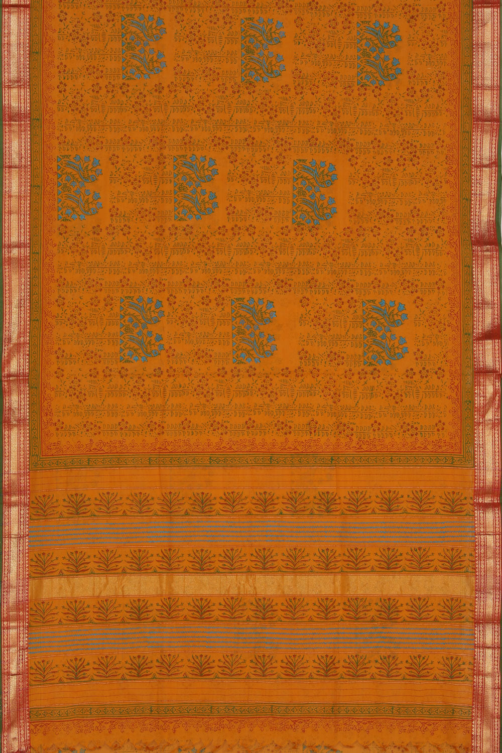 Kalanjali Ethnics Hand block printed cotton saree - view 4