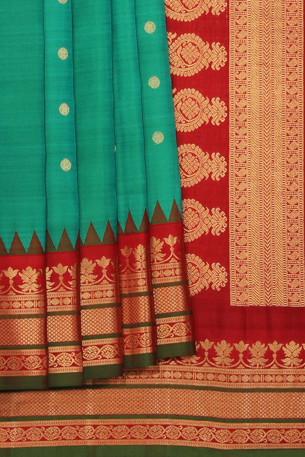 Kalanjali Gadwal Silk Green Saree – Women's