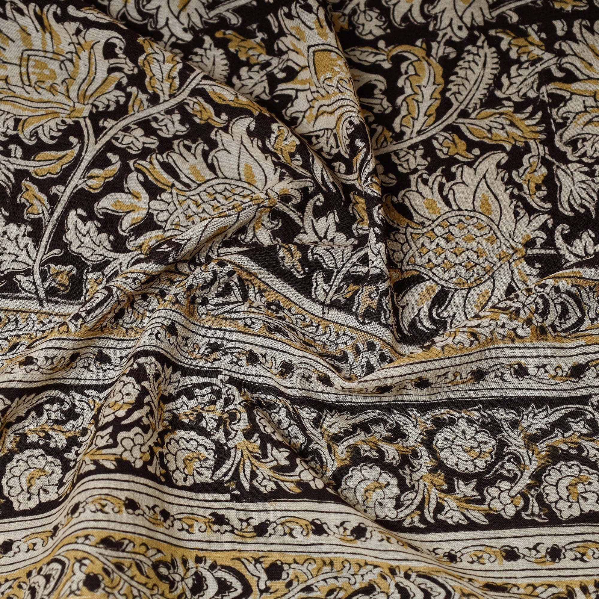 PITCHUKA SRINIVAS KALAMKARI PEDANA Black - Original Pedana Kalamkari Block Printed Cotton Scarf - view 2