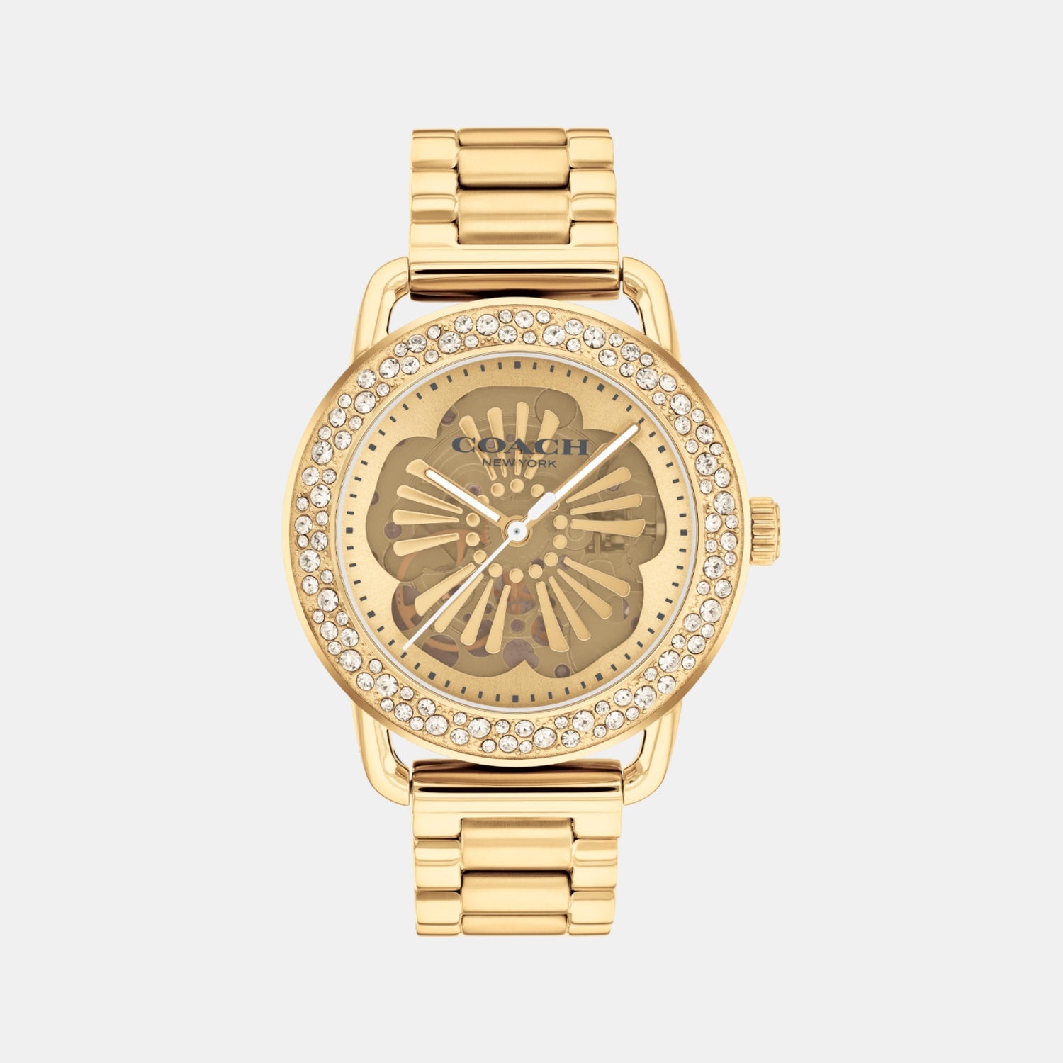 Coach Cruiser Women Automatic Gold Dial Analog Stainless Steel Watch 14504368
