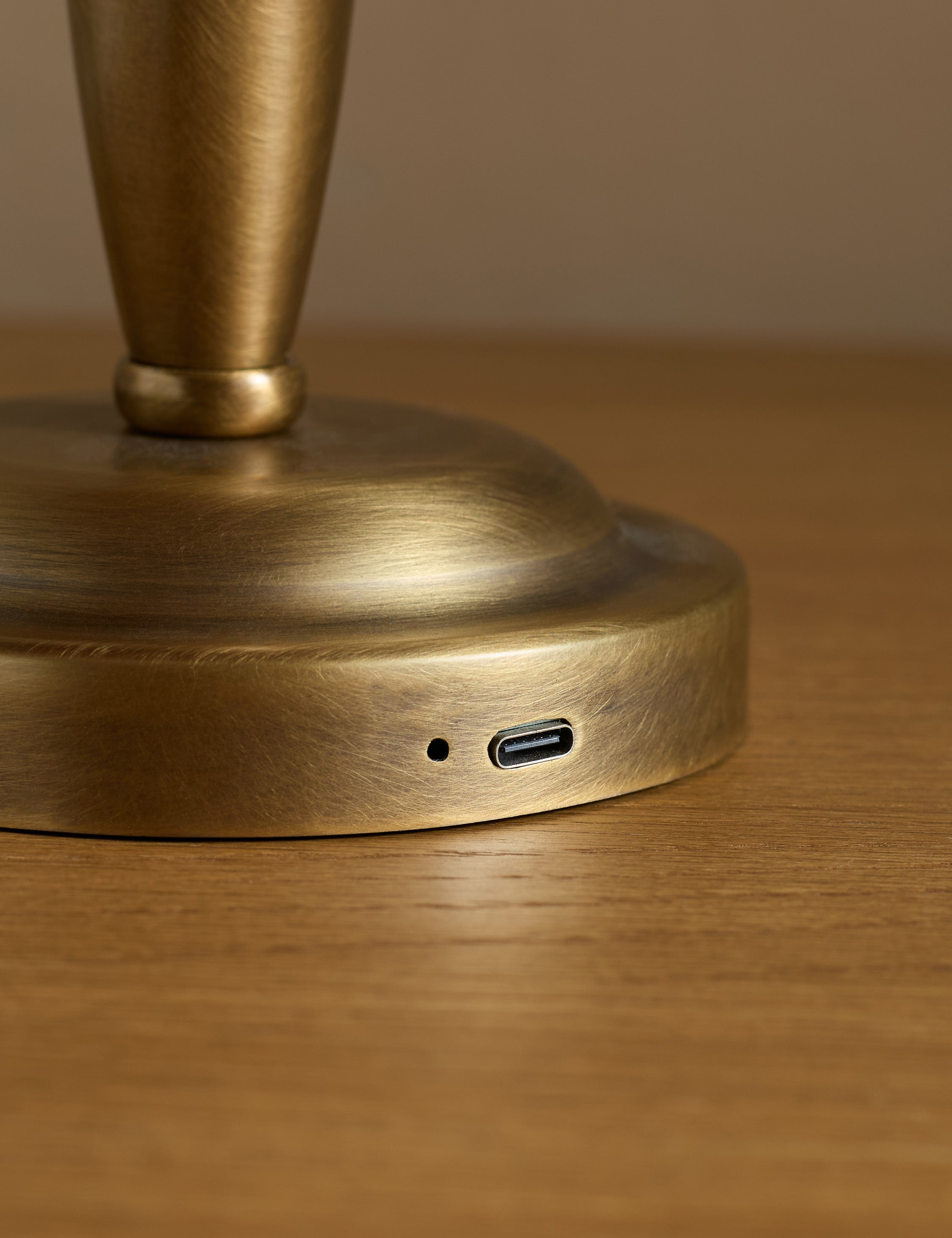 Lulu and Georgia Badgley Cordless Table Lamp – Red Stripe and Antique Brass - view 6