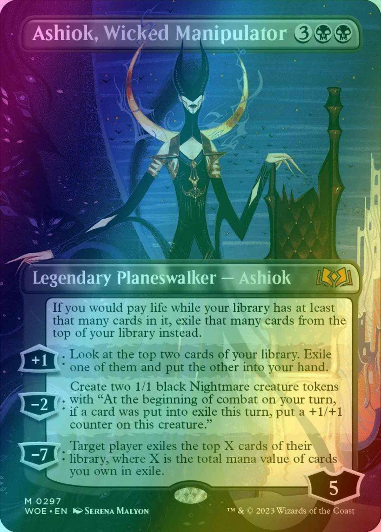 Ashiok wicked manipulator – Magic Ashiok, Wicked Manipulator [297] [Borderless] [Wilds of Eldraine] [Foil]