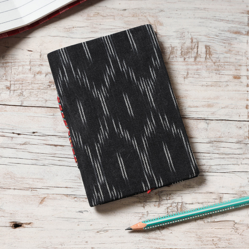 CHUTNEY CRAFT STUDIO Black - Ikat Fabric Cover Handmade Paper Notebook (5 x 3.5 in)