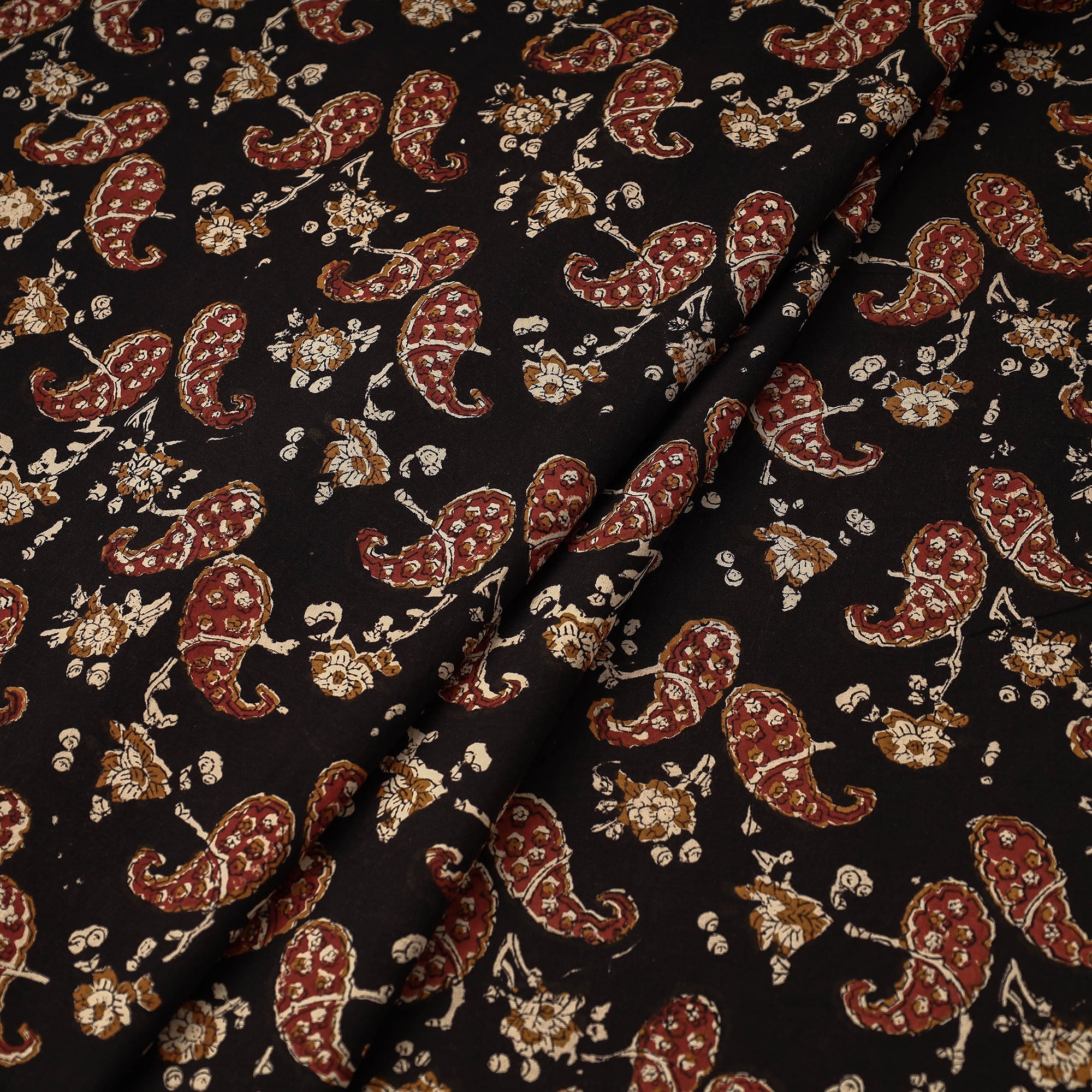HAVELI CHRONICLES Black - Duplet Red Bagru Block Print Cotton Fabric - view 2