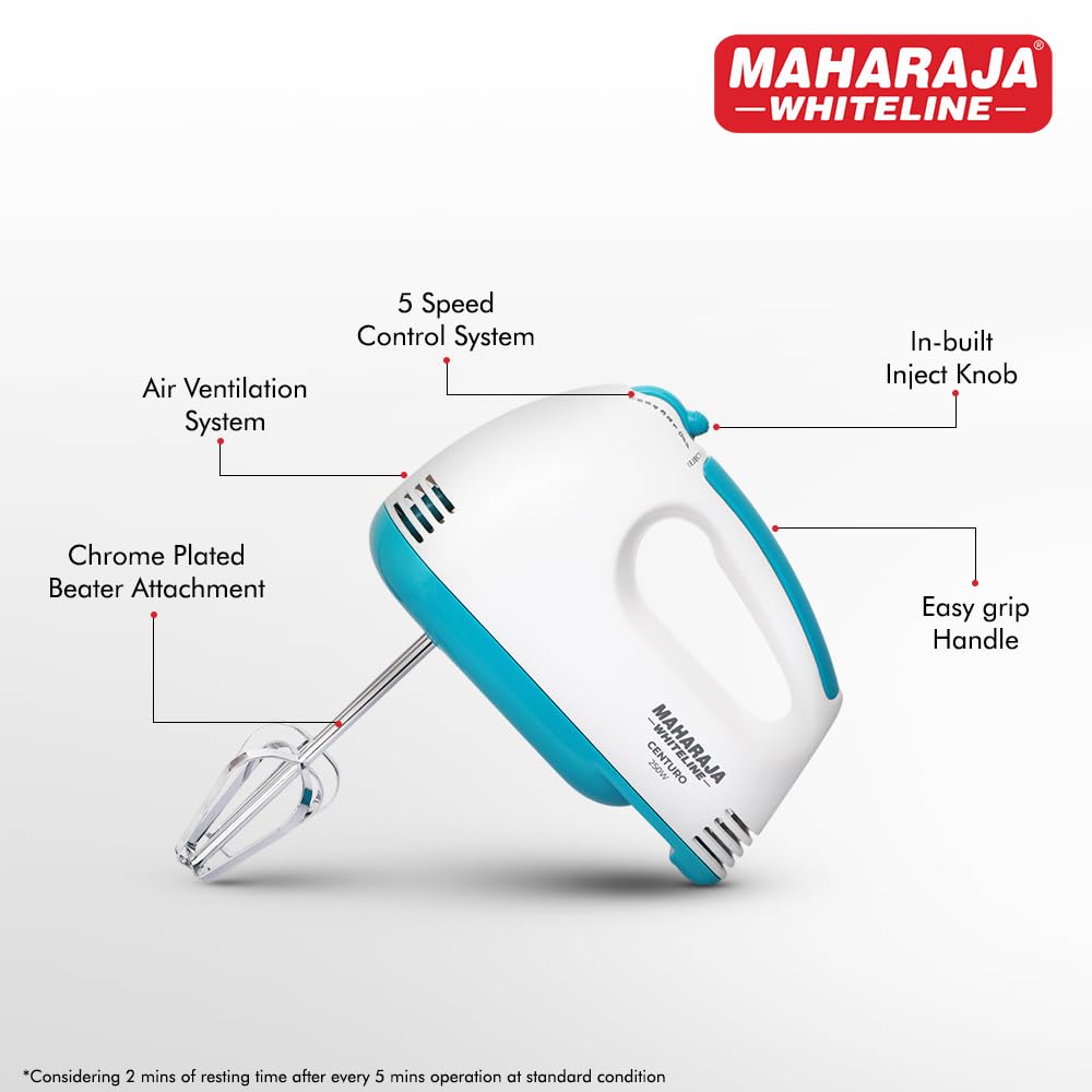 Maharaja Whiteline Centuro 250 Watts Hand Mixer | White - view 4