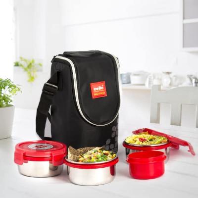 Cello MF Click 4 Steel Lunch Box, Set of 4 – Red
