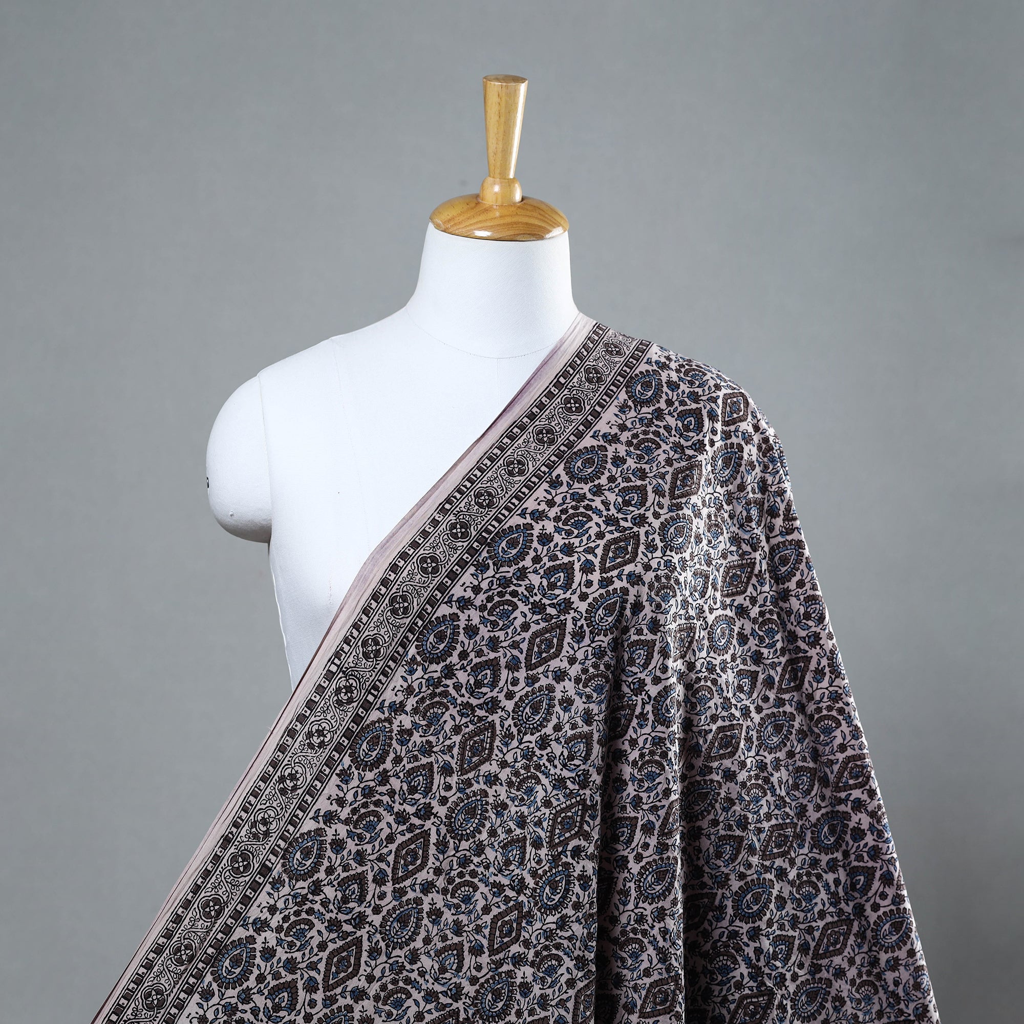 BAGH PRINTS BY UMAR FARUK KHATRI Brown - Natural Dyed Cotton Bagh Print Fabric 04