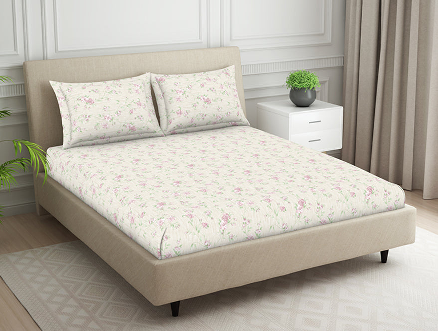 Spaces India Gloral Pink Polycotton Bedsheets Double Harmony - By Welspun - view 2