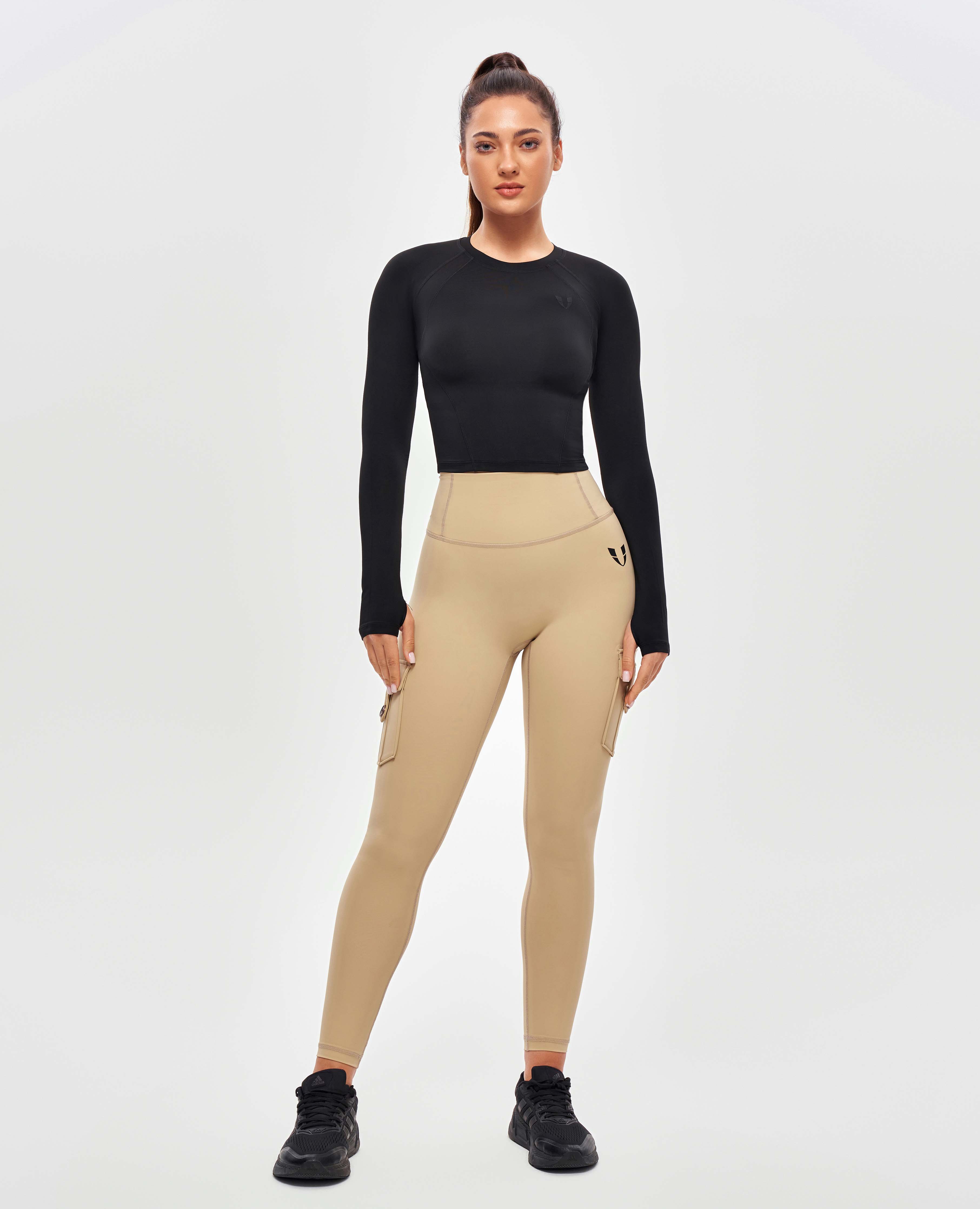 FIRM ABS Long Sleeve Crop Top - Black - view 5
