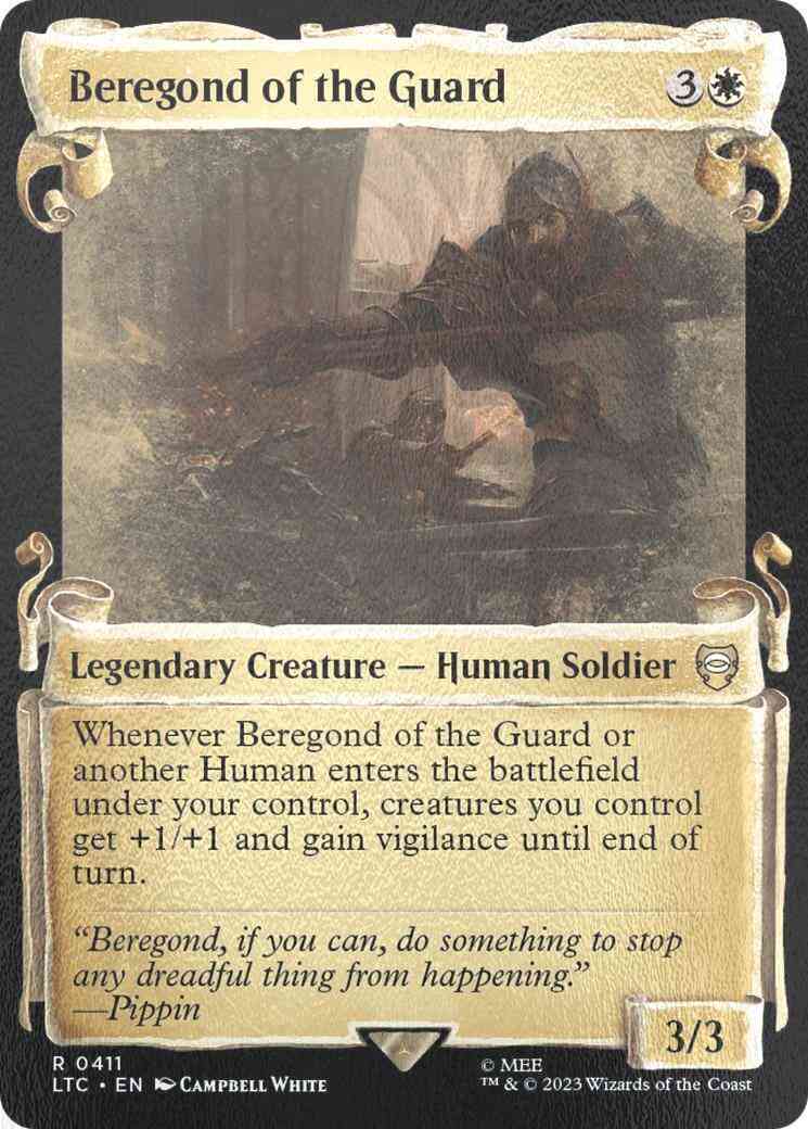 Guard 411 scrolls – Magic Beregond of the Guard [411] [Scrolls Showcase] [The Lord of the Rings: Tales of Middle-earth: Commander] [Silver Foil]