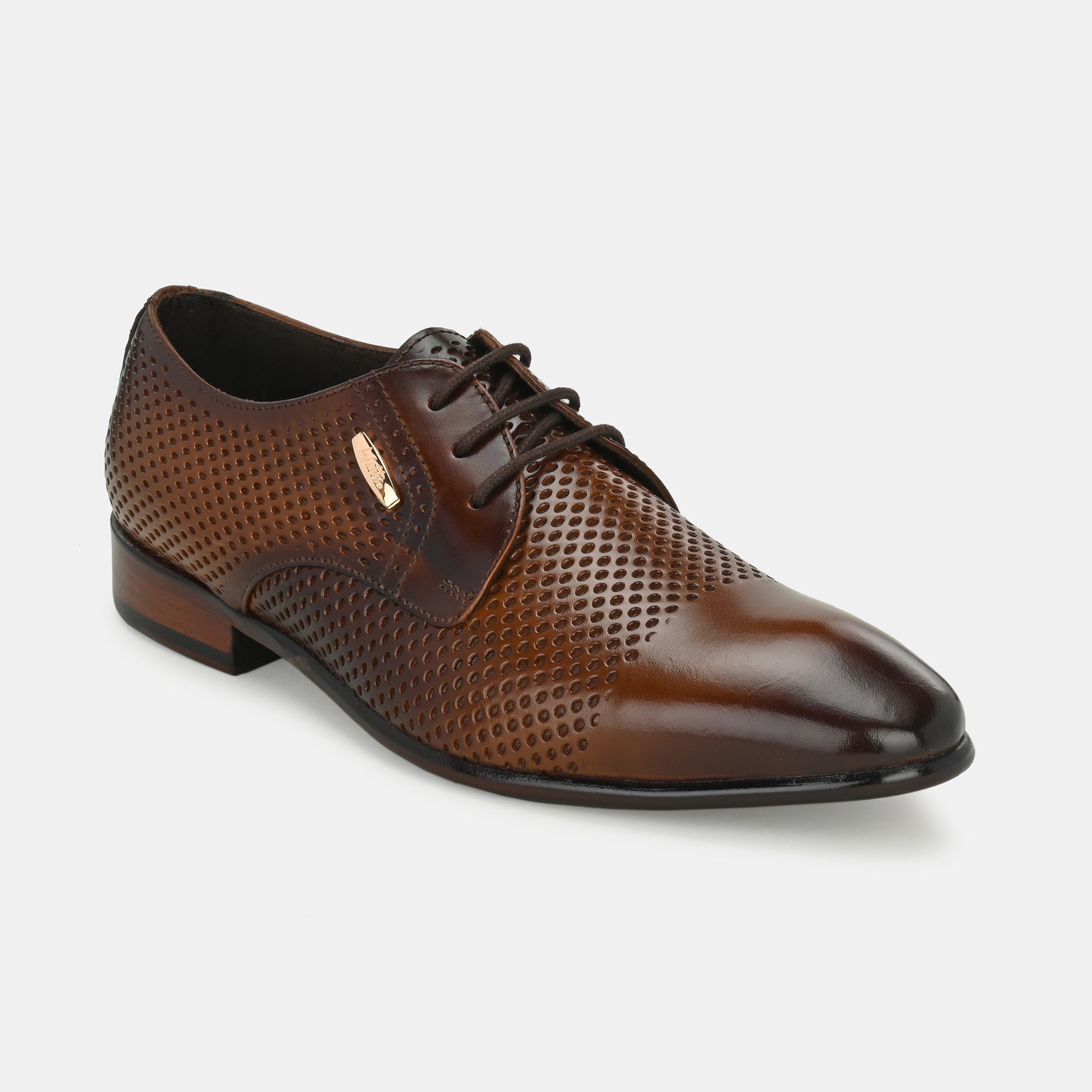 Tan Perforated Lace-Up Shoes by Lafattio - view 6