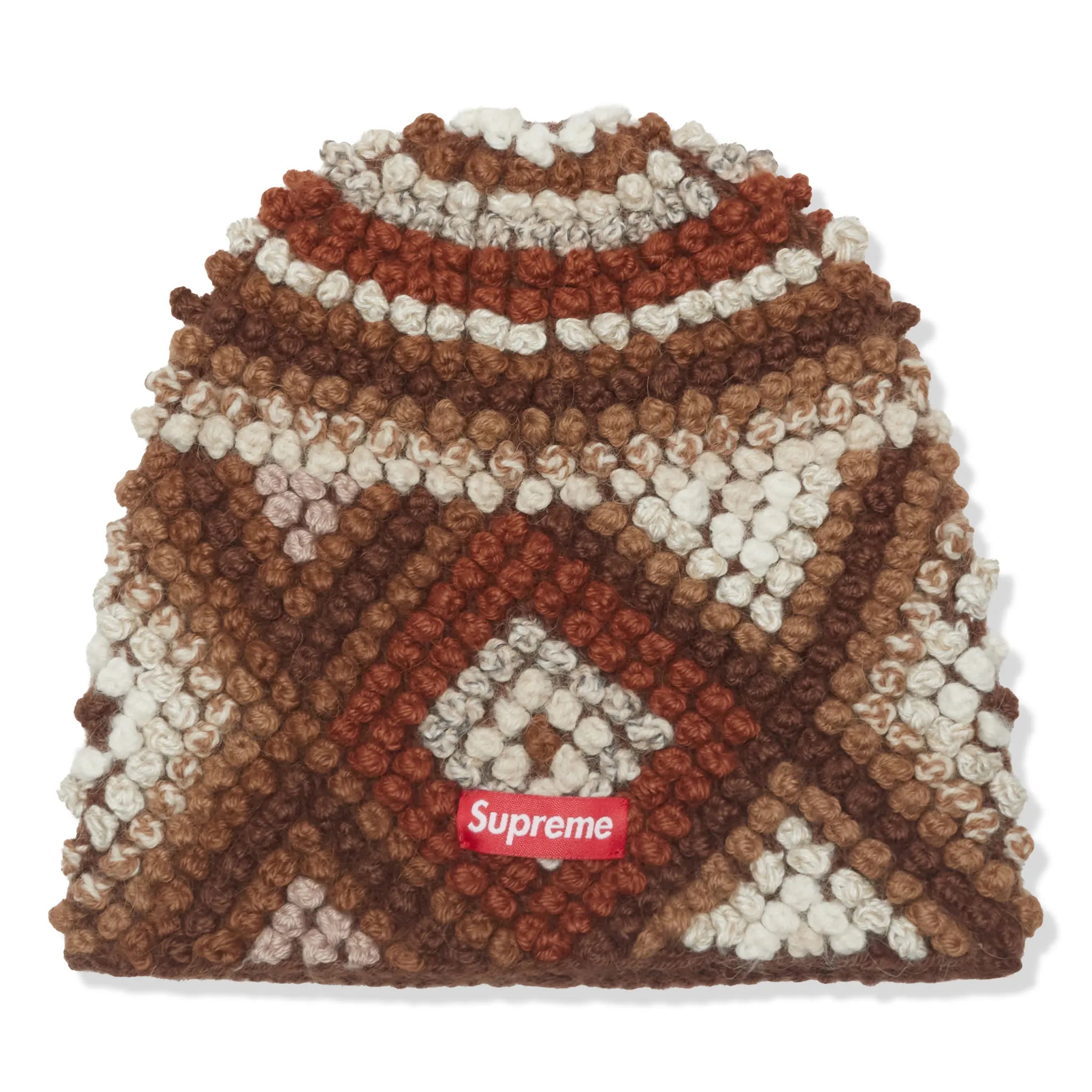 Supreme Textured Knit Brown Beanie (FW25)
