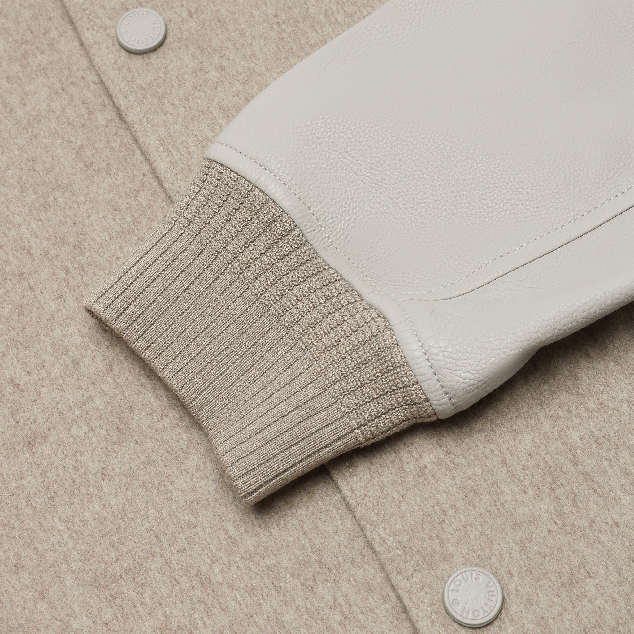 Louis Vuitton Wool Leather Beige Bomber Jacket - view 6