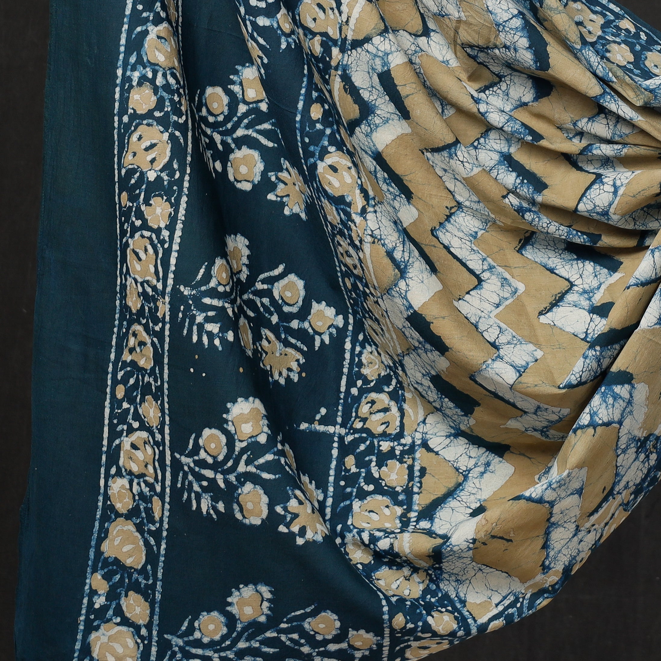 HAVELI CHRONICLES Blue - 3pc Cotton Block Printed Pipad Dress Material Set - view 4